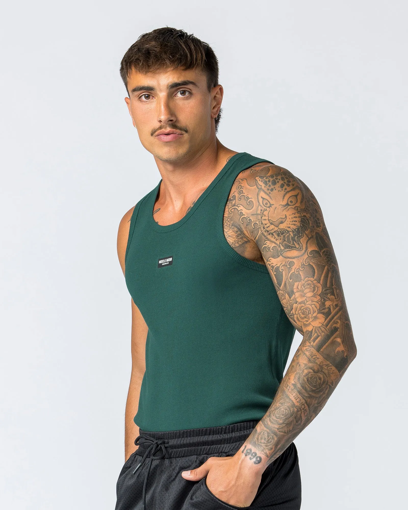 Rib Fitted Training Tank - Sporting Green sold by Muscle Nation