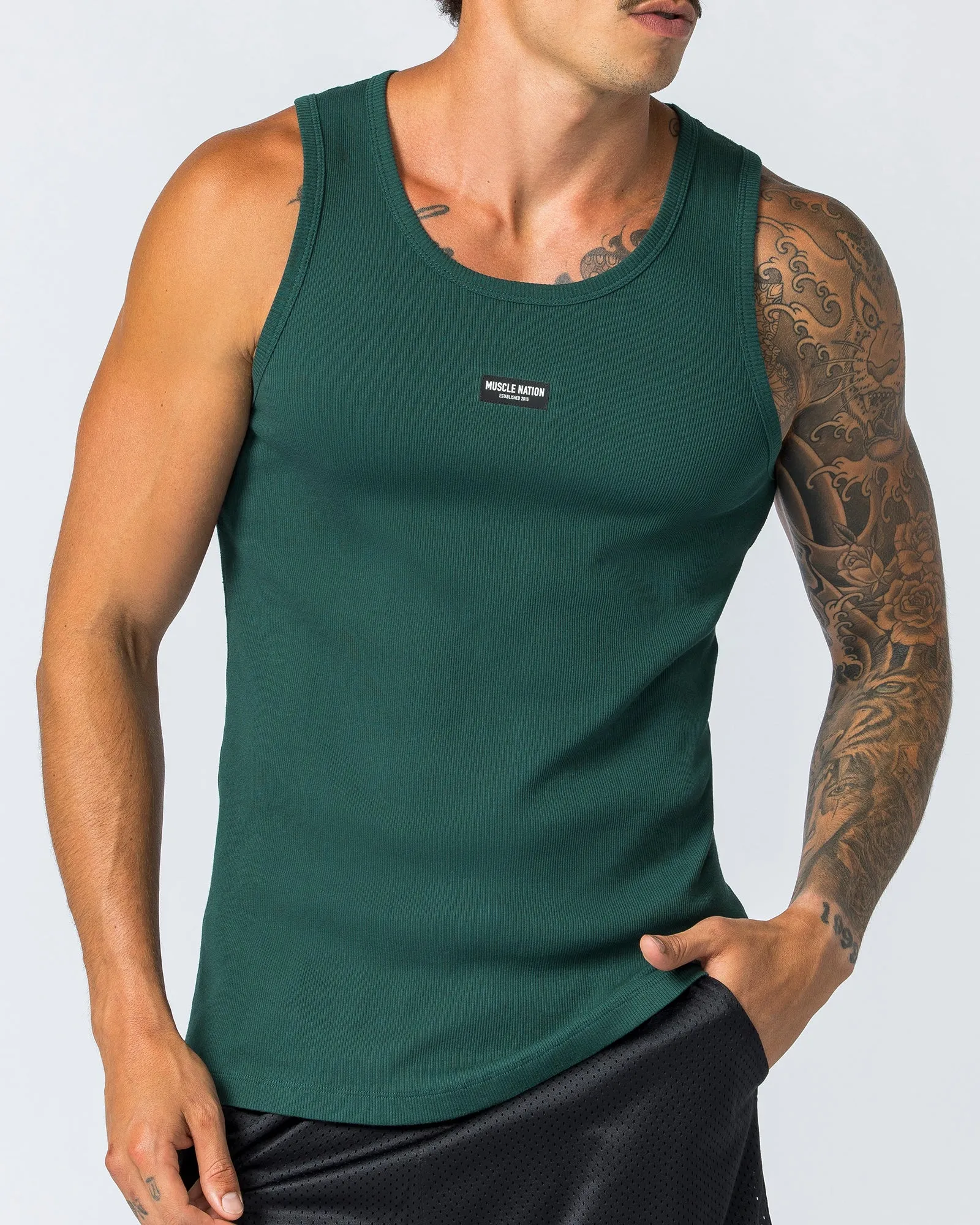 Rib Fitted Training Tank - Sporting Green sold by Muscle Nation product image thumbnail 4