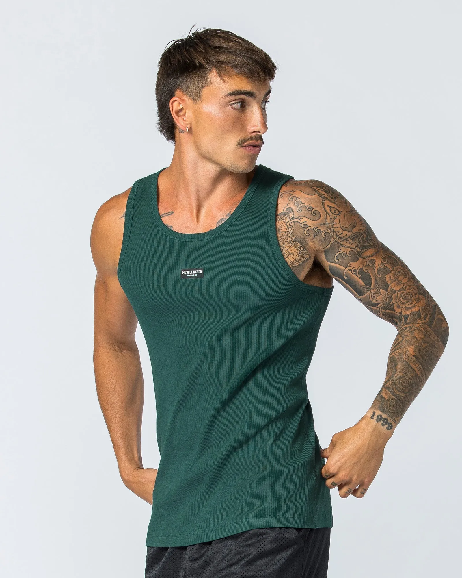 Rib Fitted Training Tank - Sporting Green sold by Muscle Nation product image thumbnail 3
