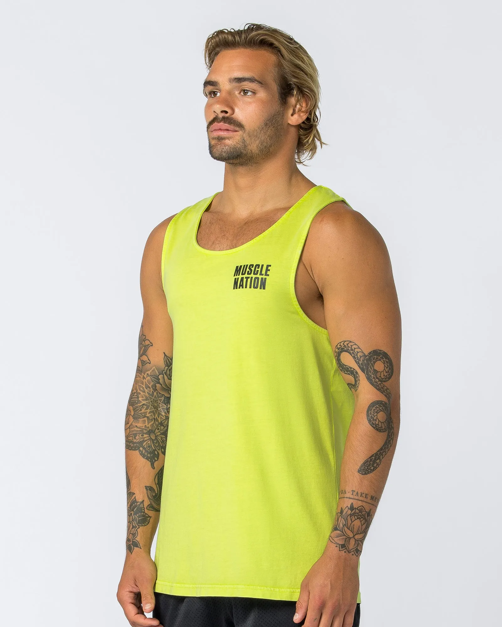 H Back Tank - Washed Cyber Lime sold by Muscle Nation product image thumbnail 3