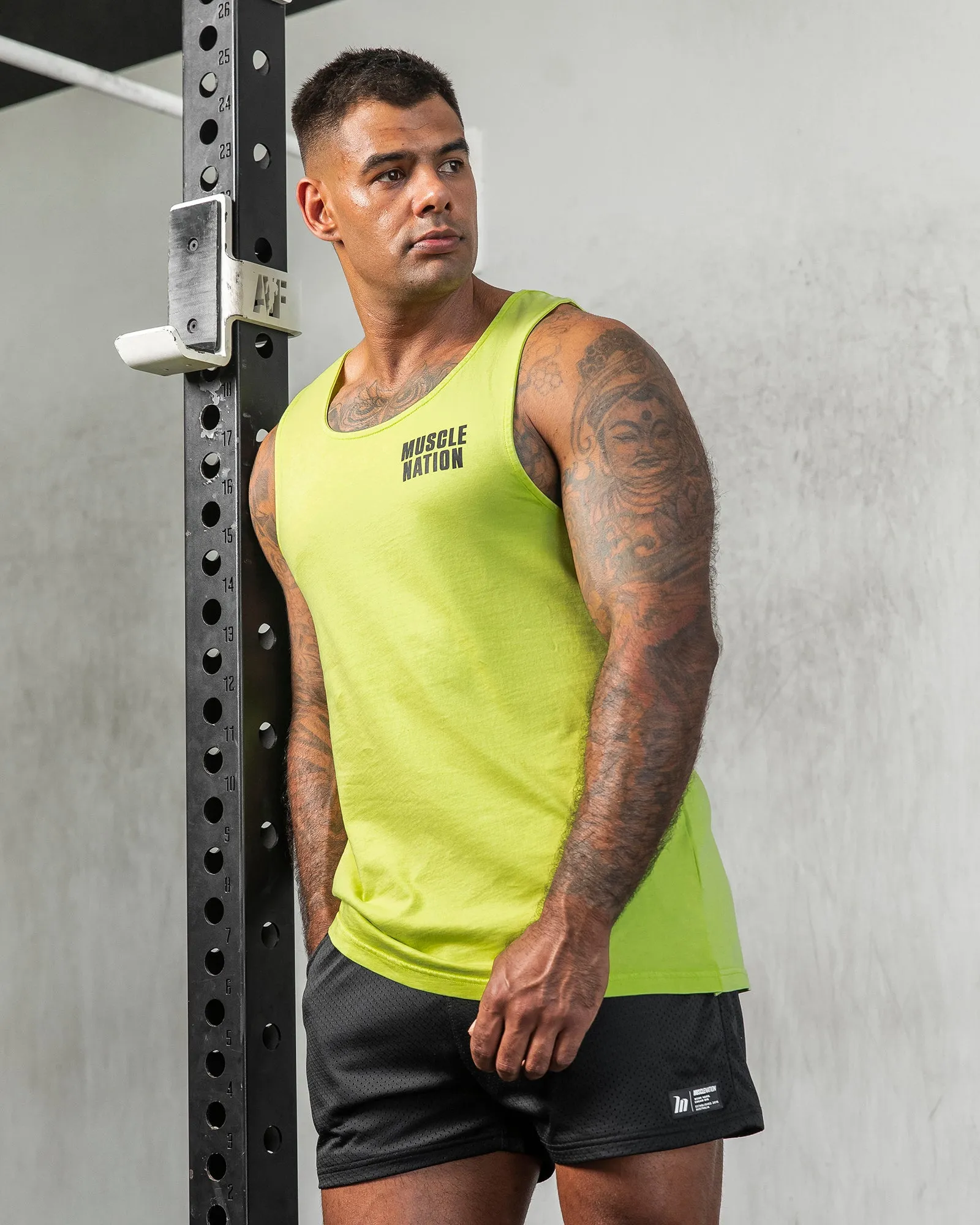 H Back Tank - Washed Cyber Lime sold by Muscle Nation