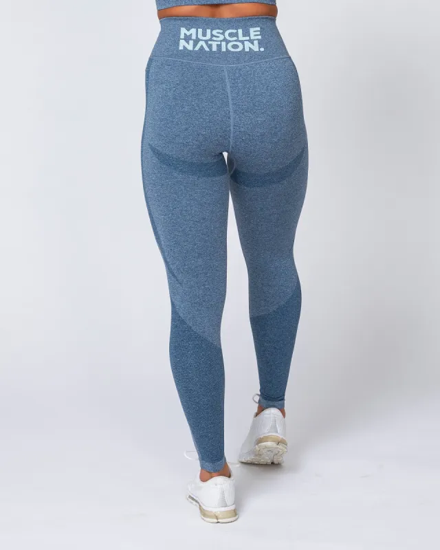 Shape Up Seamless Full Length Leggings - Navy Marl sold by Muscle Nation