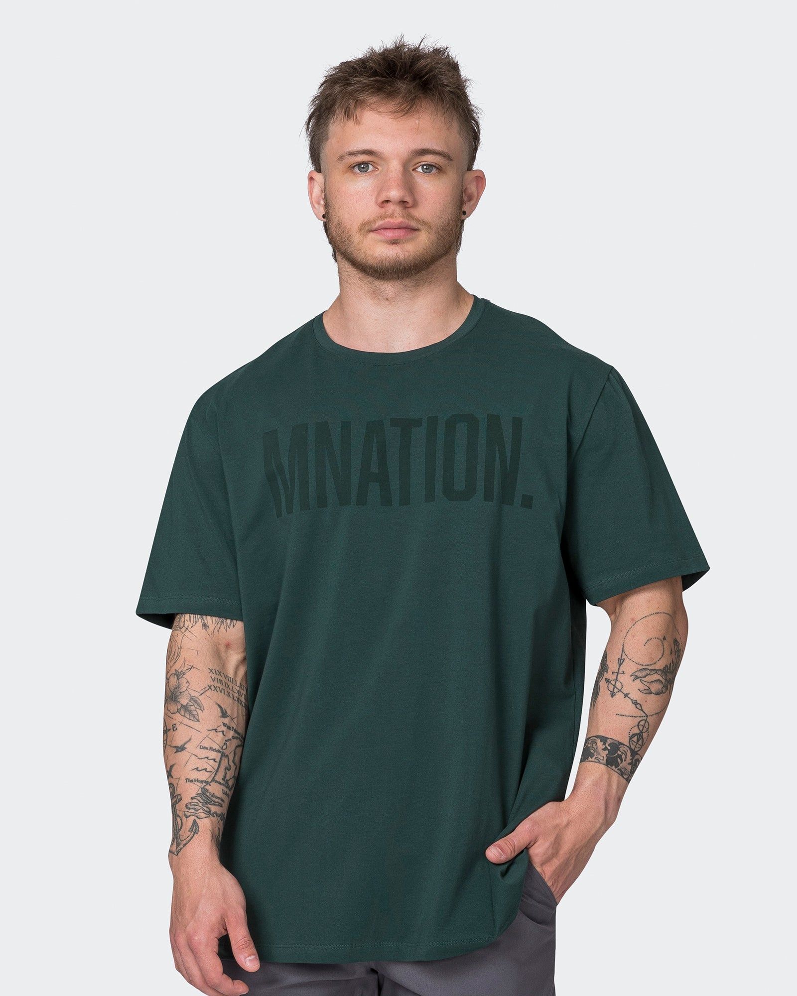 Oversized Tonal Tee - Hunter Green sold by Muscle Nation