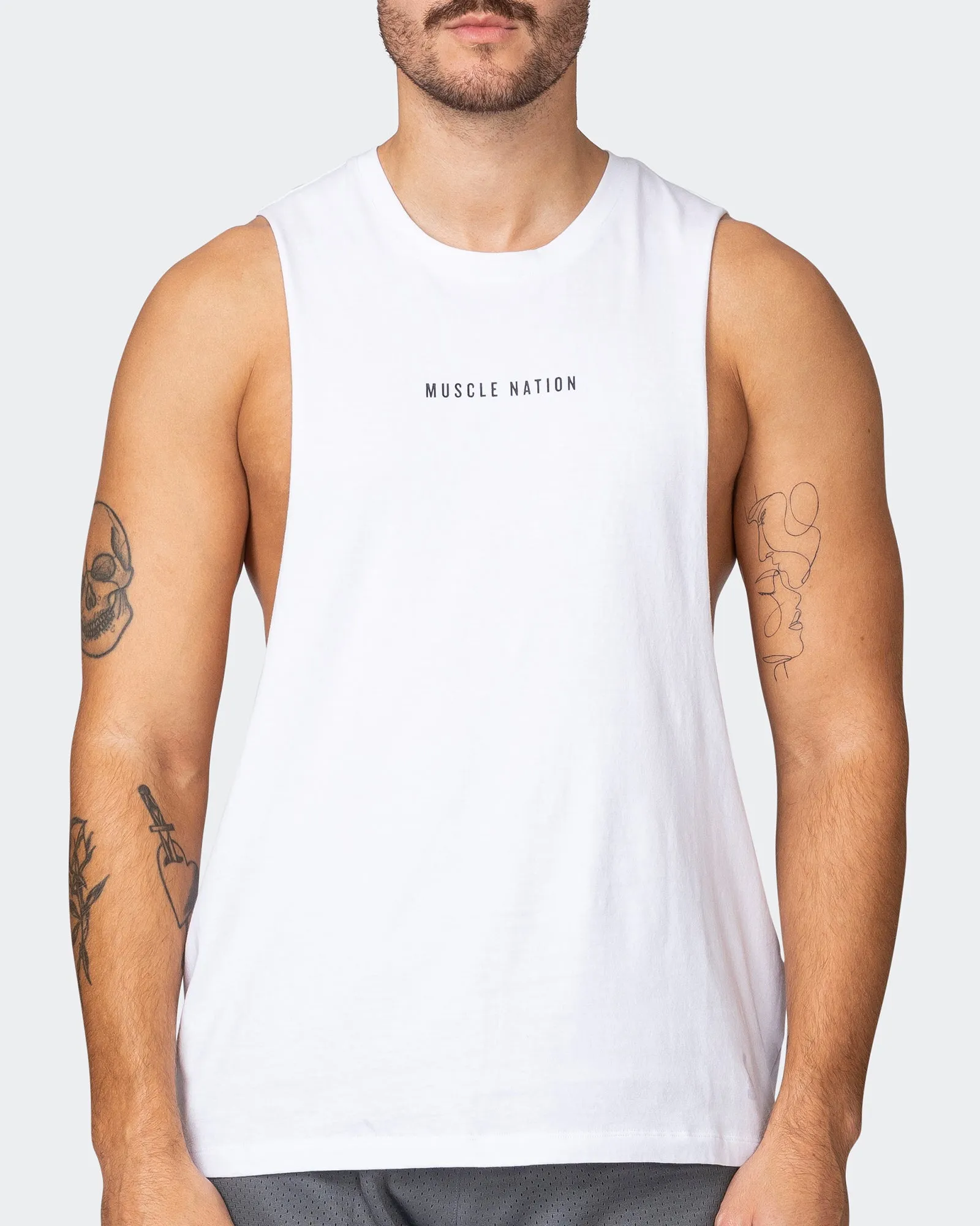 Ultra Drop Arm Tank - White sold by Muscle Nation product image thumbnail 2