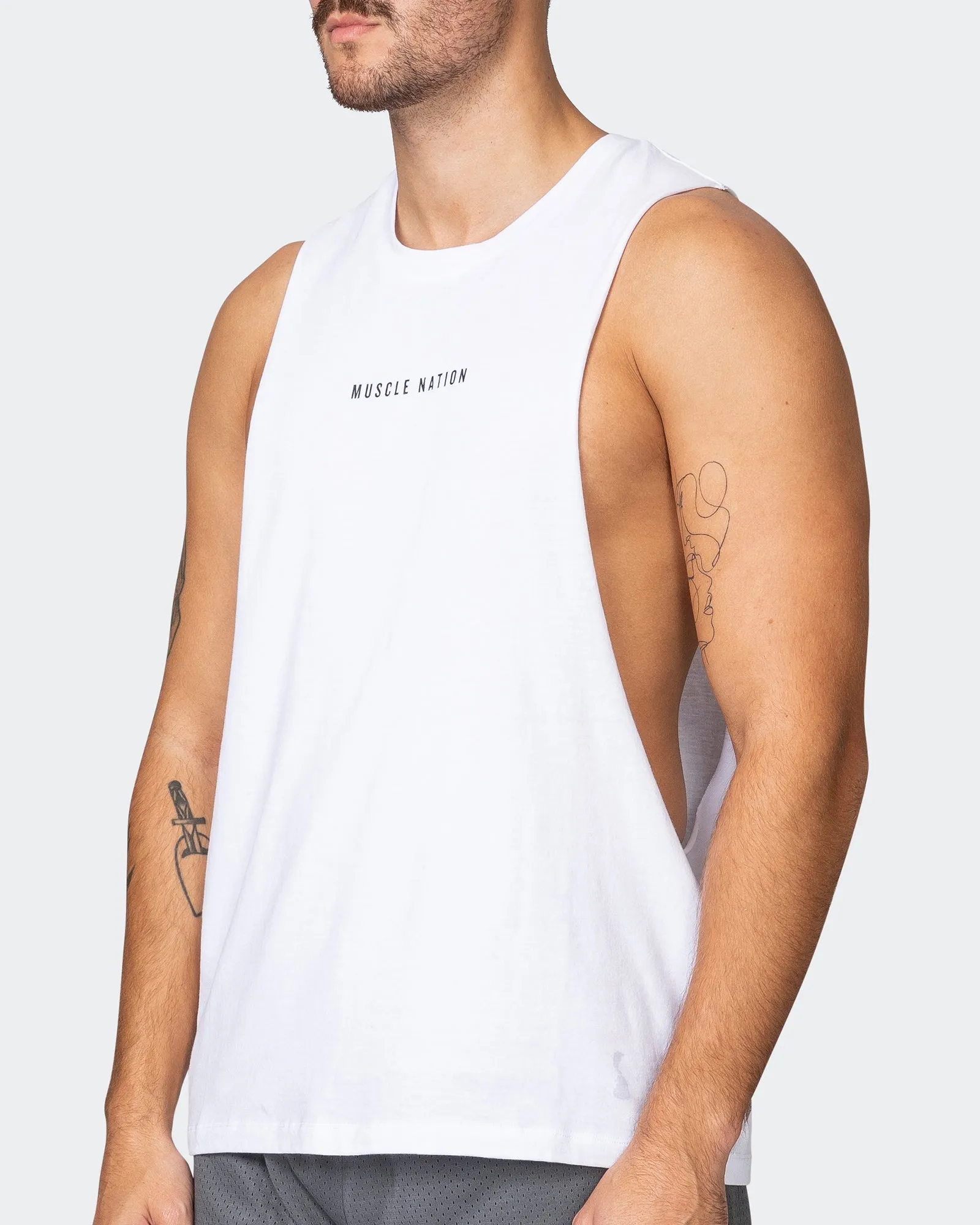 Ultra Drop Arm Tank - White sold by Muscle Nation product image thumbnail 3