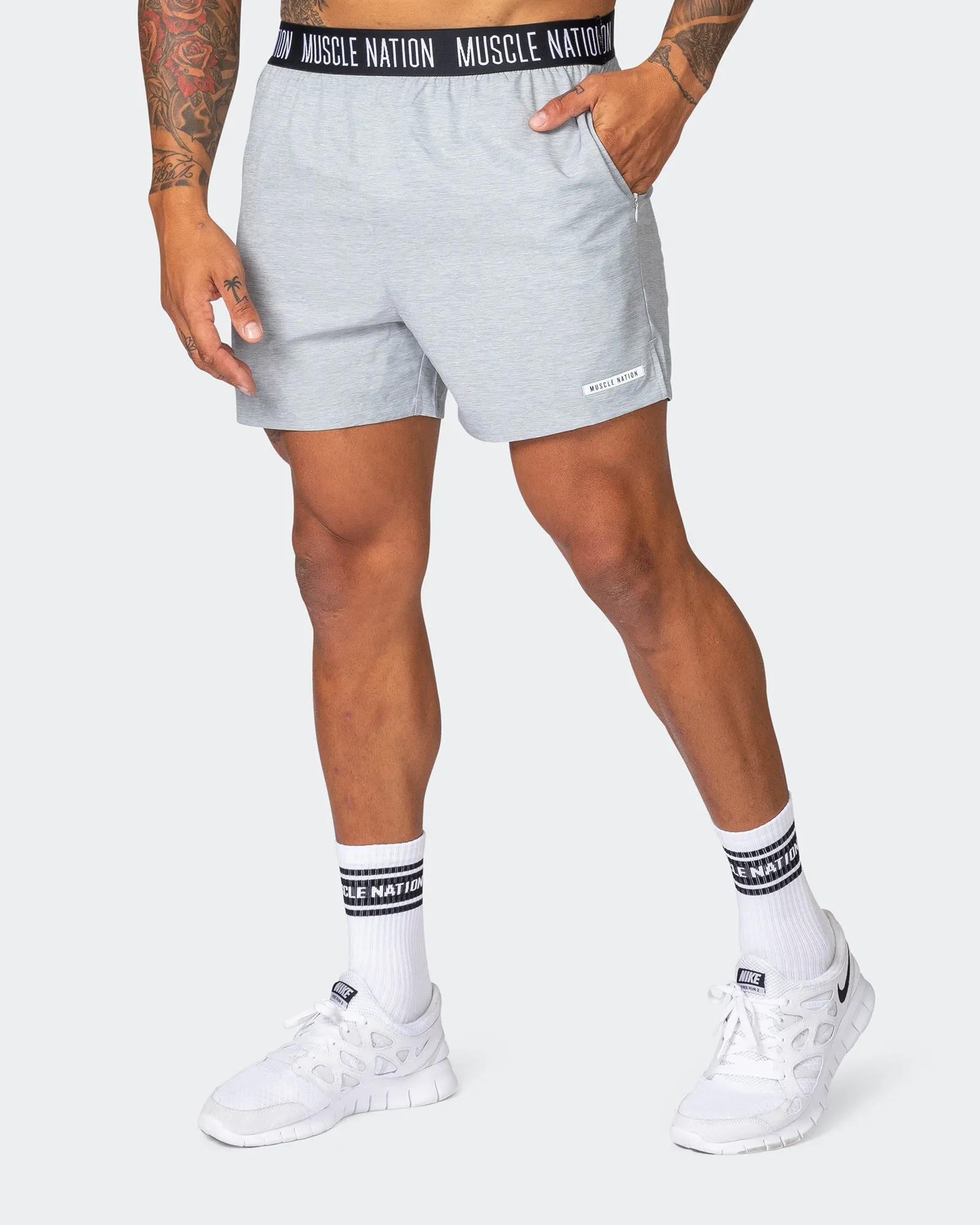 Level Up Training 4" Shorts - Quiet Grey Marl sold by Muscle Nation