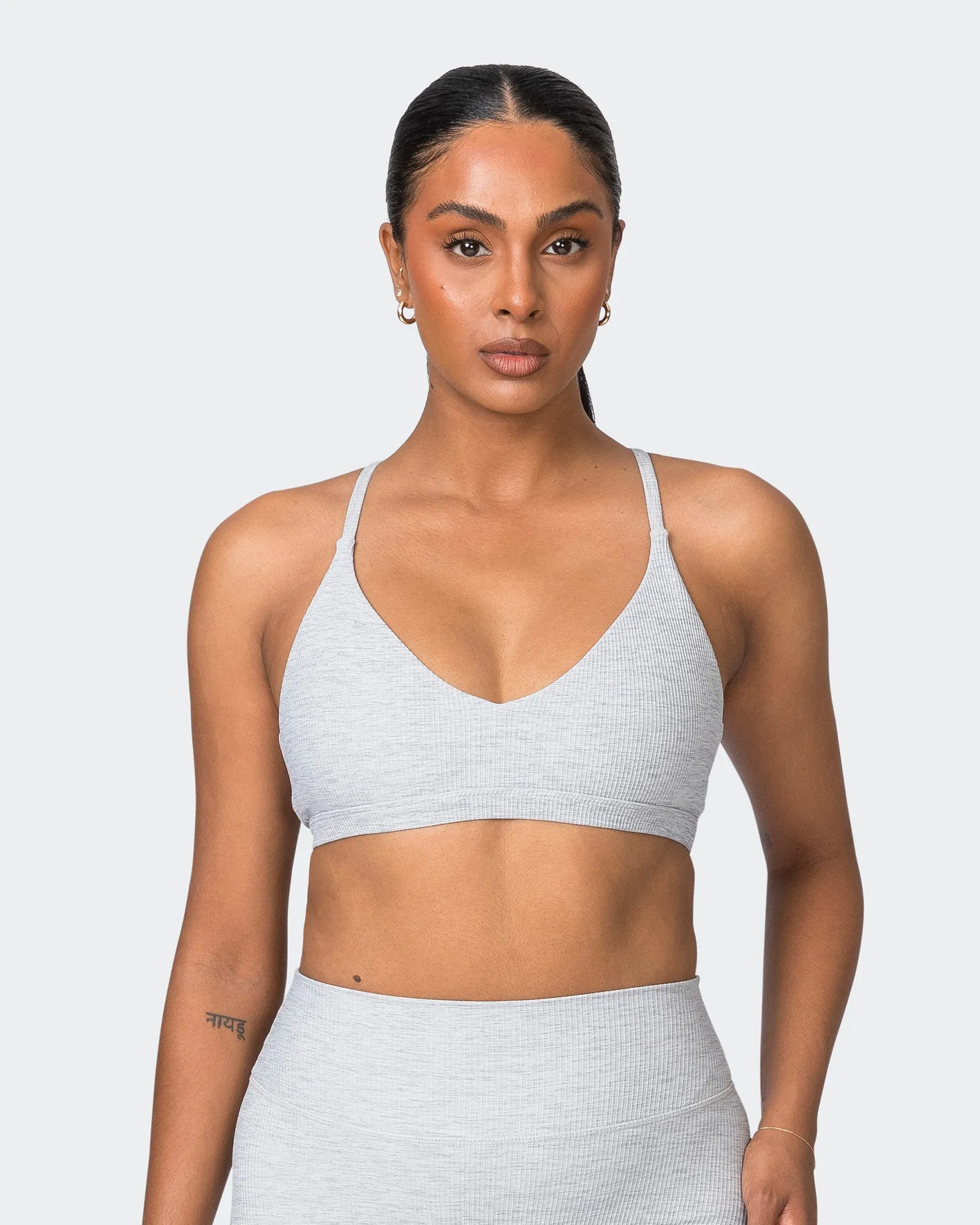 Levitate Rib Bralette - Quiet Grey Marl sold by Muscle Nation