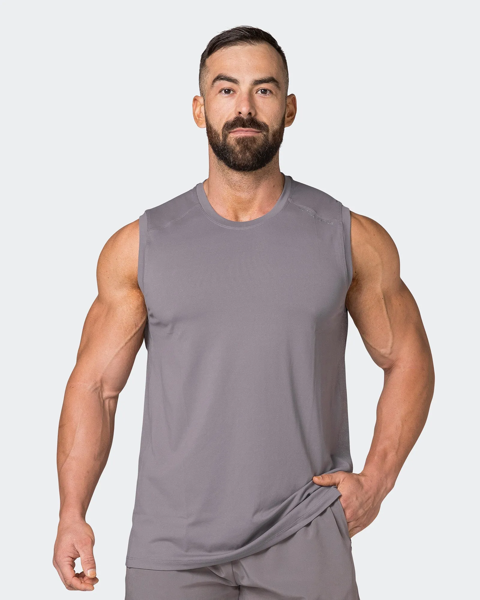 Reflective Running Tank - Pearl Grey sold by Muscle Nation