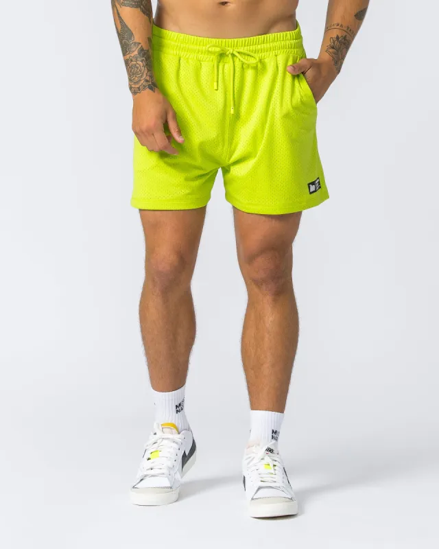 Lay Up 3.5" Shorts - Cyber Lime made by Muscle Nation