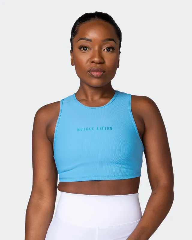 Off Duty Rib Cropped Tank - Ibiza Blue sold by Muscle Nation