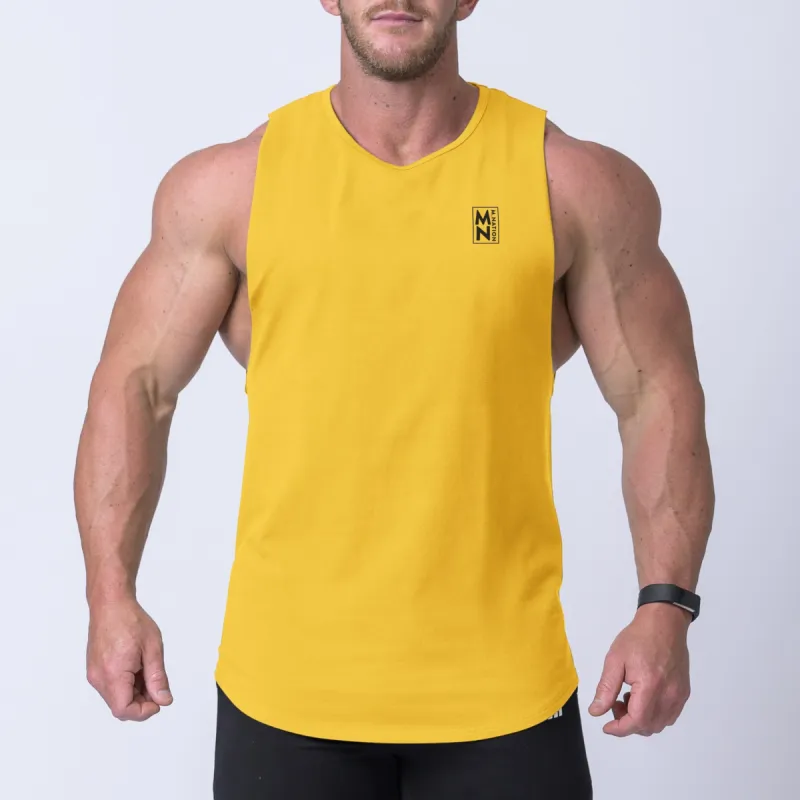 Box Logo Drop Tank - Mango / Black sold by Muscle Nation
