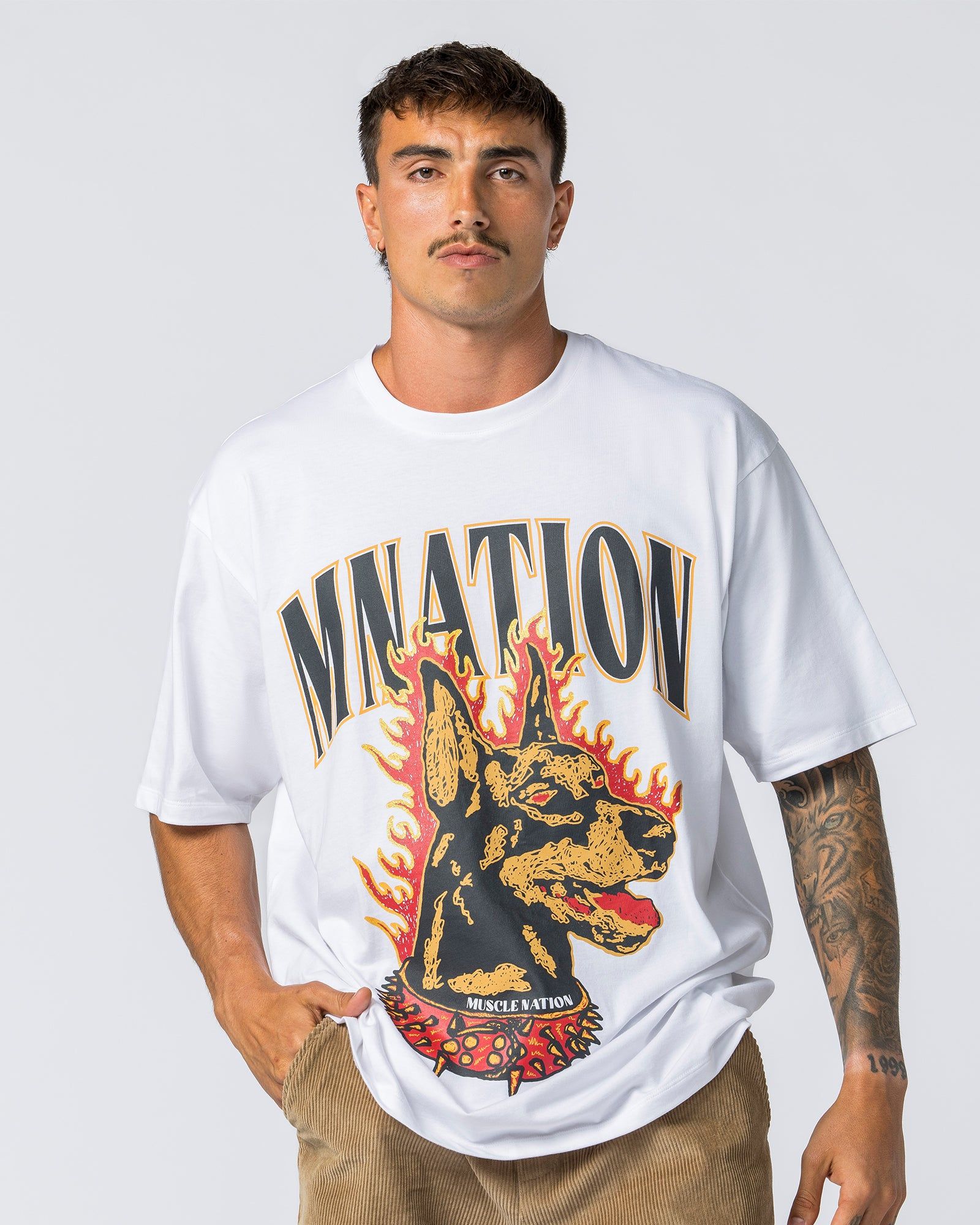 Mens K9 Oversized Tee - White sold by Muscle Nation