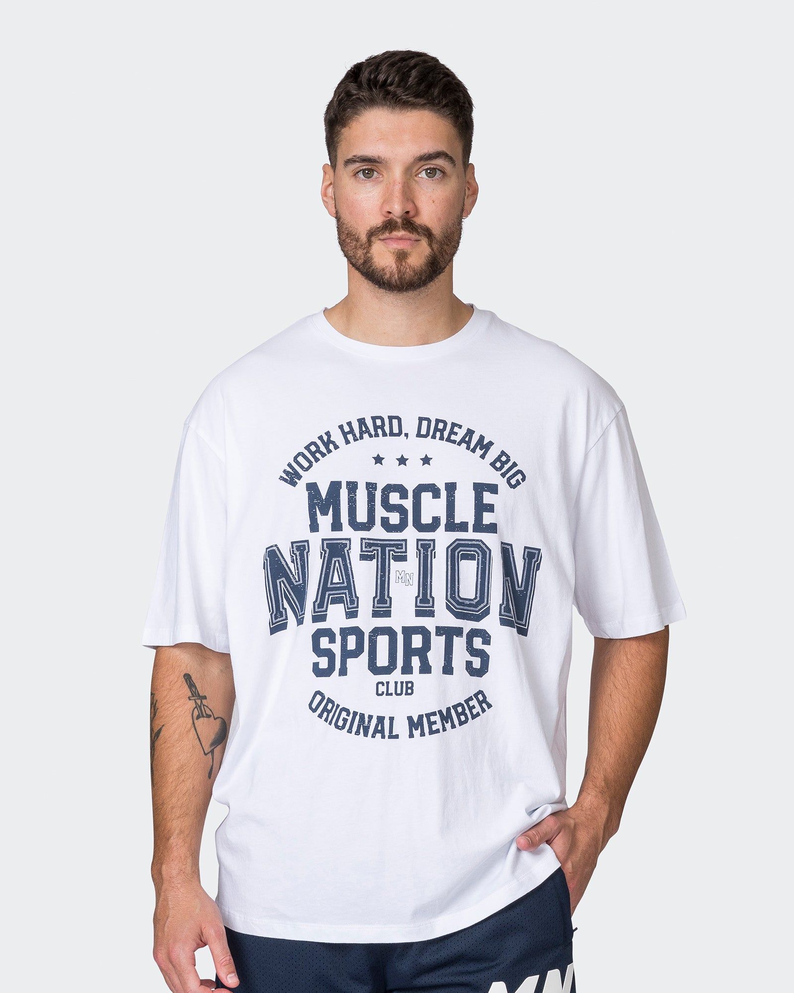 Mens Team MN Oversized Tee - White sold by Muscle Nation product image thumbnail 2