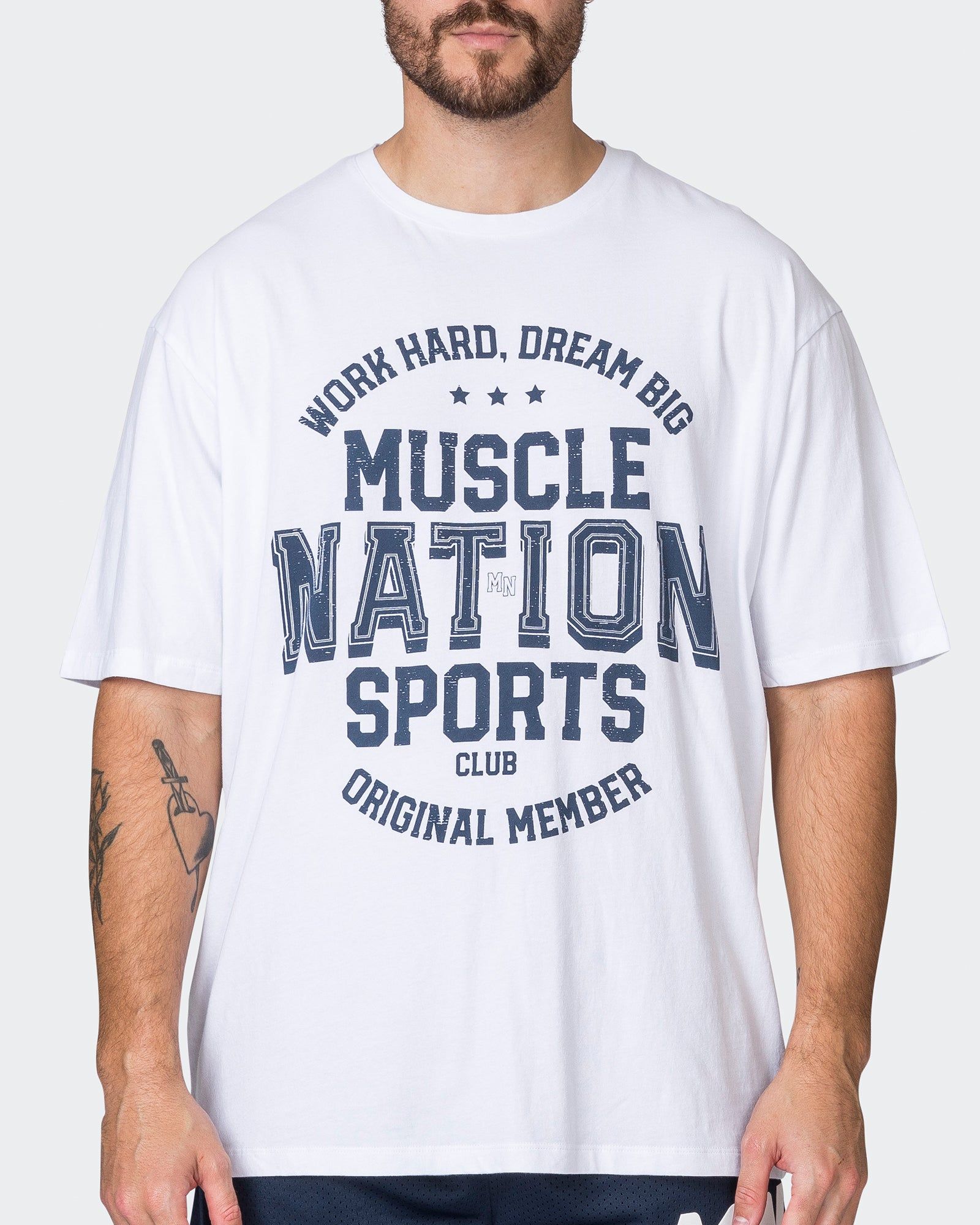 Mens Team MN Oversized Tee - White sold by Muscle Nation product image thumbnail 3