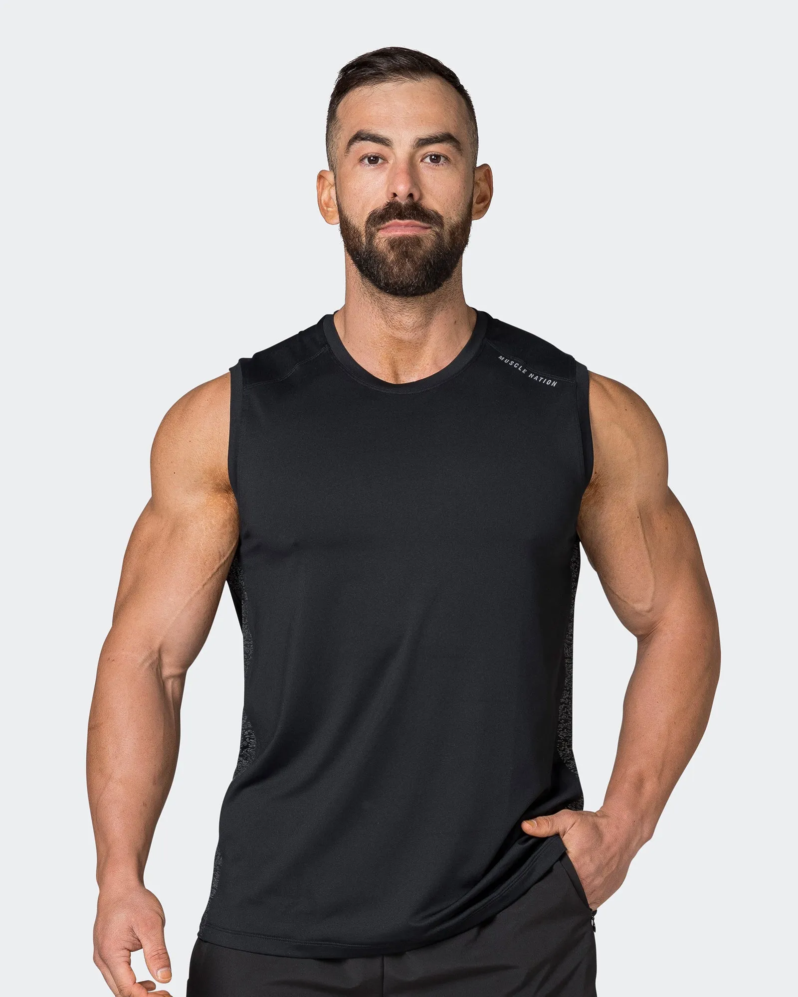 Reflective Running Tank - Black sold by Muscle Nation product image thumbnail 2