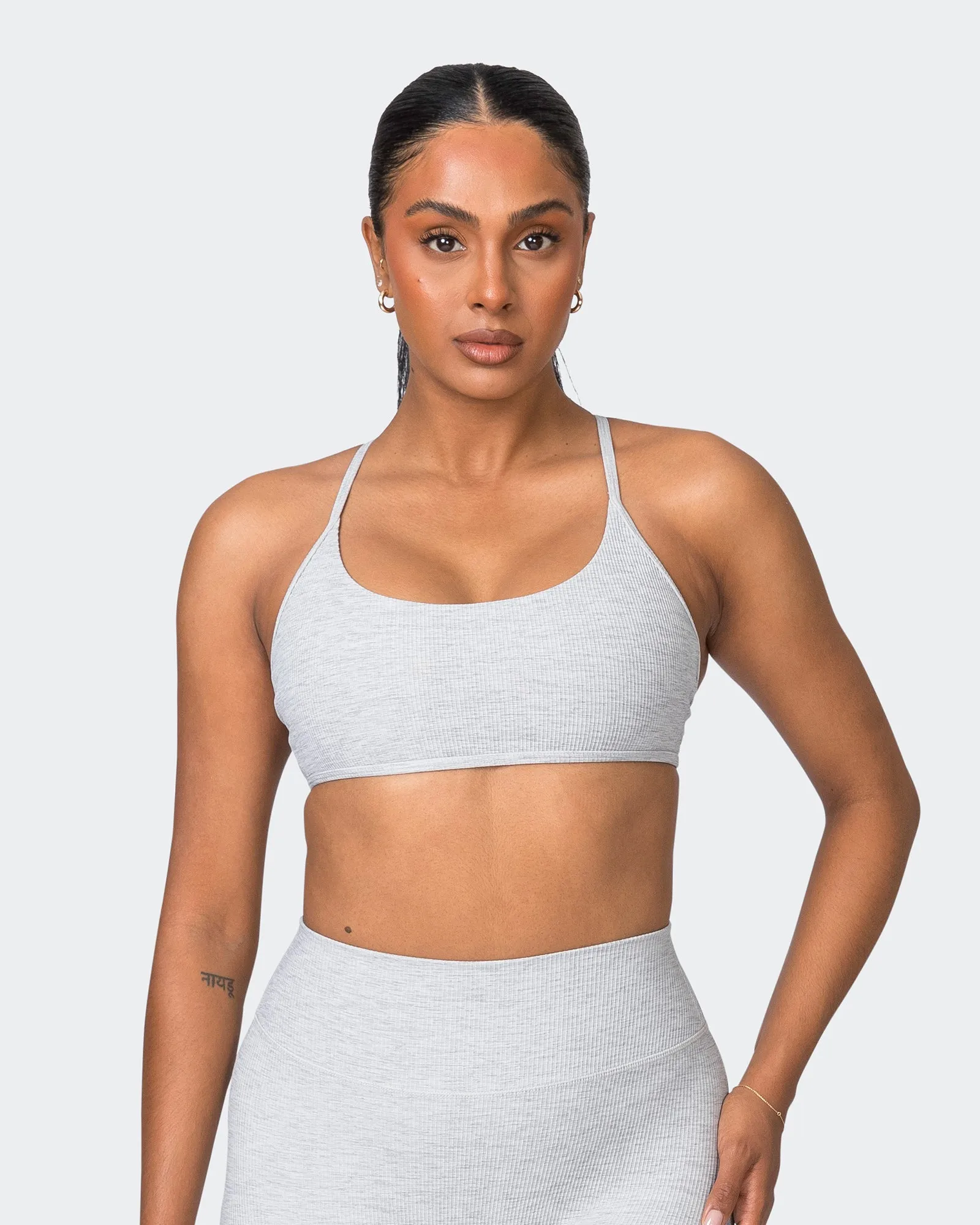 Essence Rib Bralette - Quiet Grey Marl sold by Muscle Nation