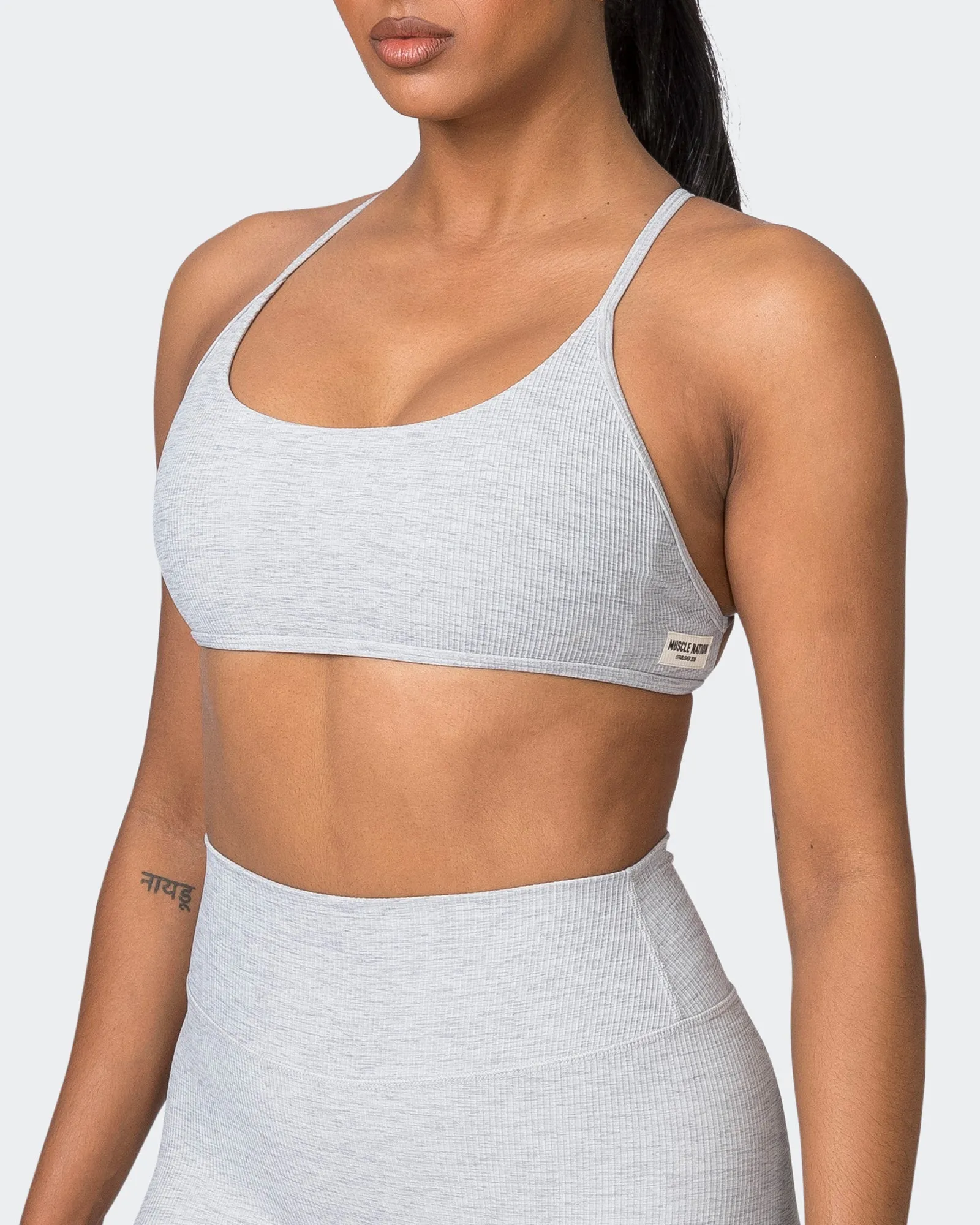 Essence Rib Bralette - Quiet Grey Marl sold by Muscle Nation product image thumbnail 3