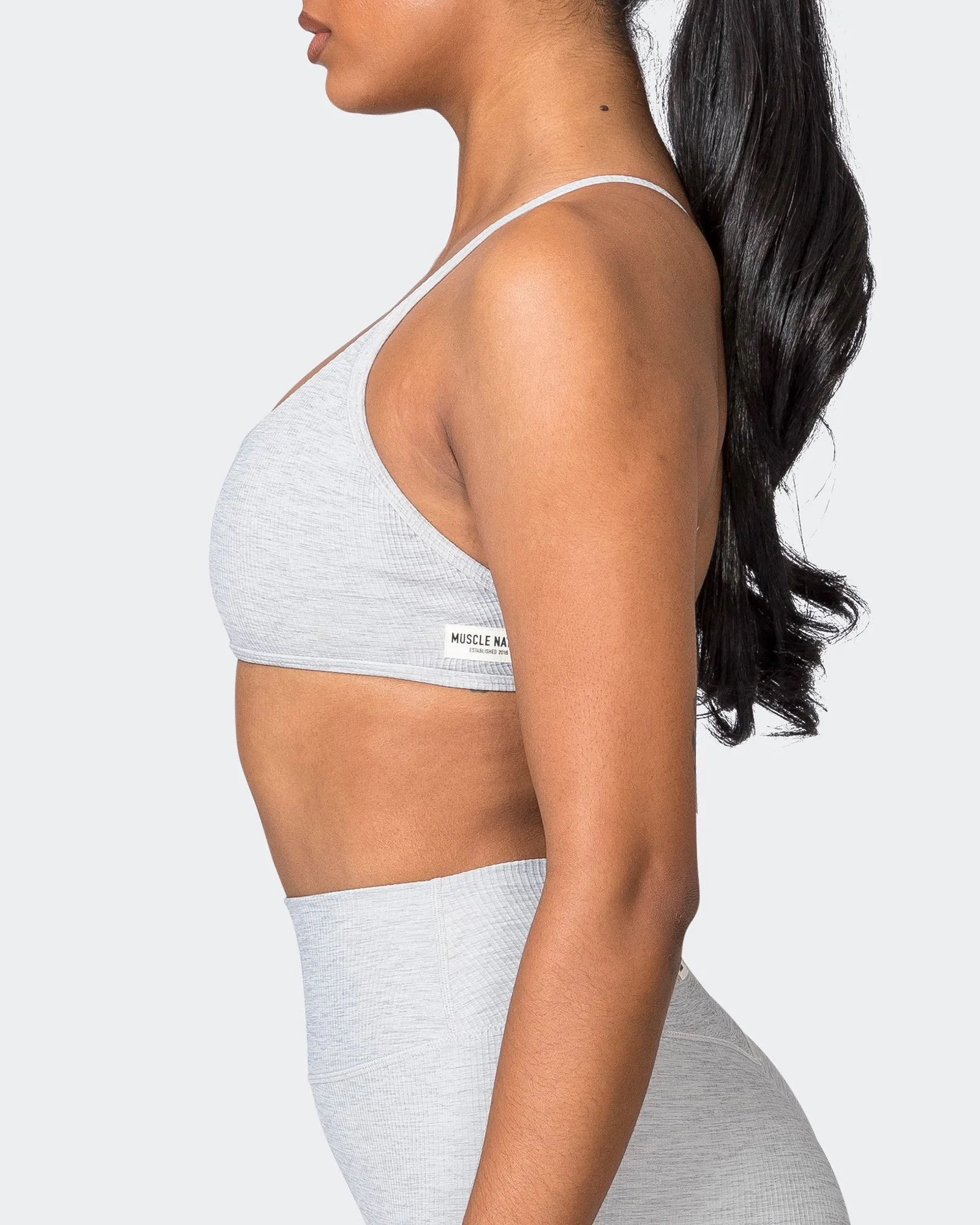 Essence Rib Bralette - Quiet Grey Marl sold by Muscle Nation product image thumbnail 4