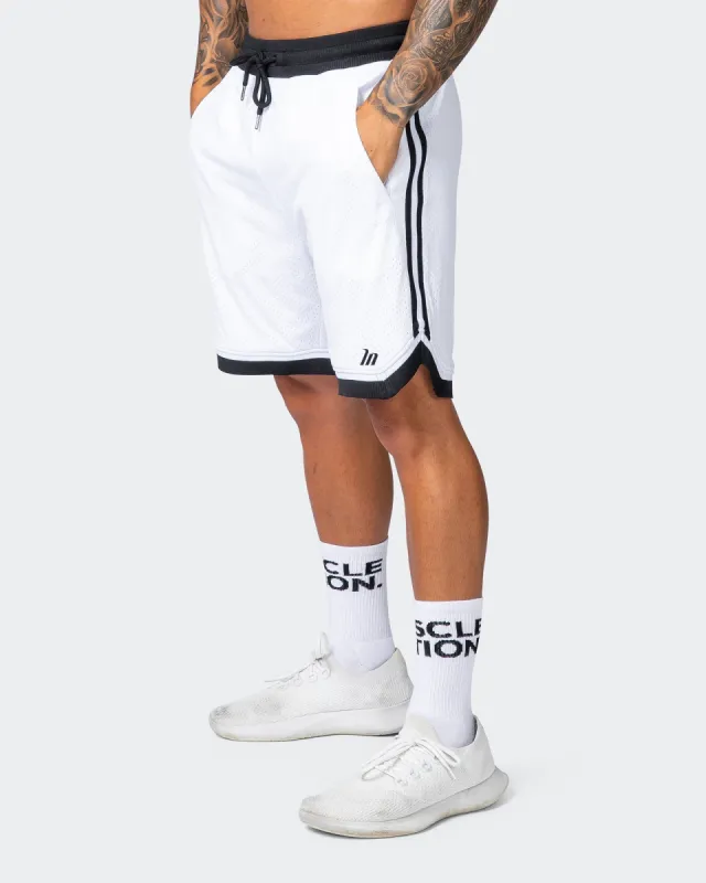 Mens 8" Basketball Shorts - White sold by Muscle Nation