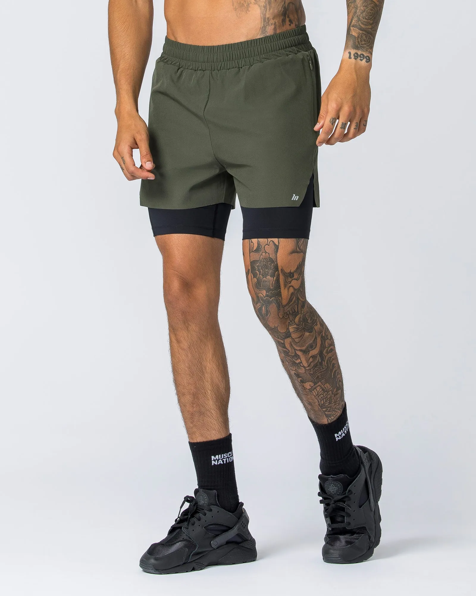 Replay 3" Shorts - Dark Khaki sold by Muscle Nation