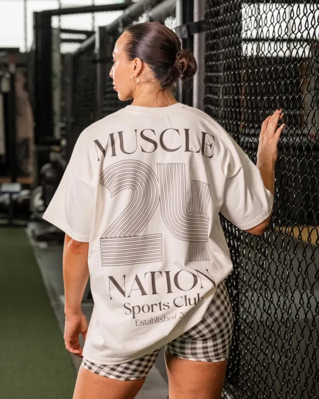 College Oversized Tee - Travertine sold by Muscle Nation
