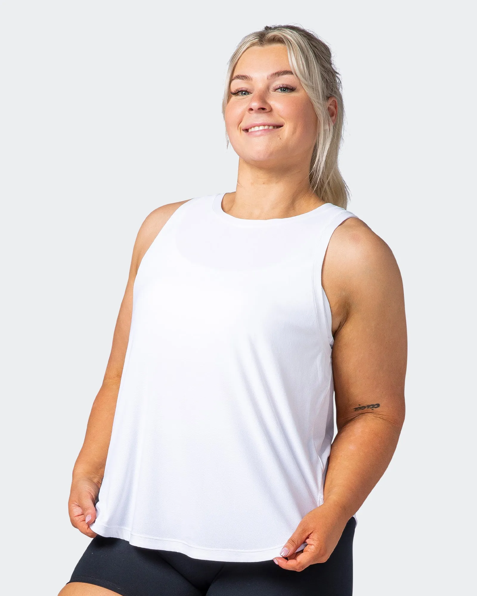 Level Up Training Tank - White sold by Muscle Nation