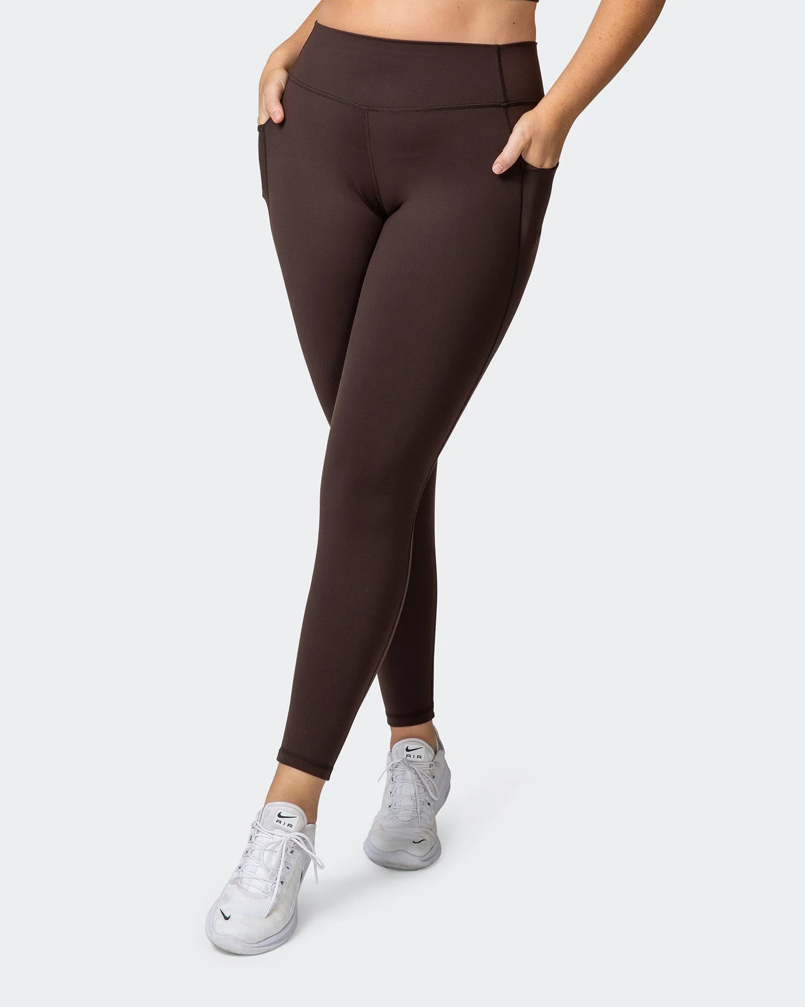 Signature Pocket Ankle Length Leggings - Cocoa sold by Muscle Nation