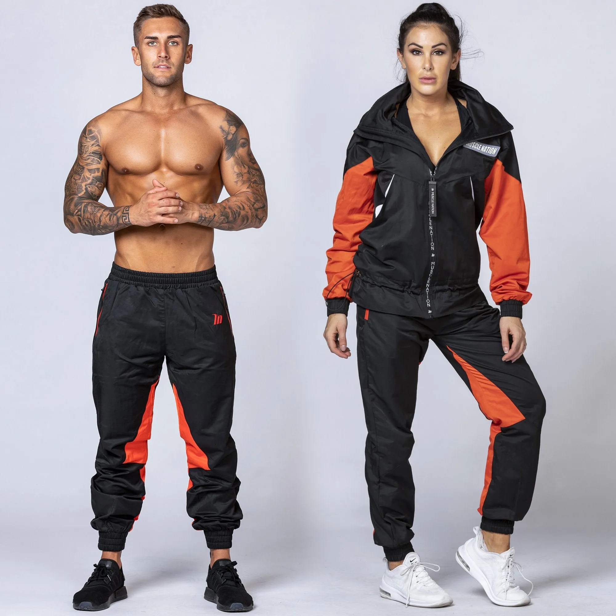 Unisex Retro Tracksuit Pants - Black / Blood Orange sold by Muscle Nation product image thumbnail 2