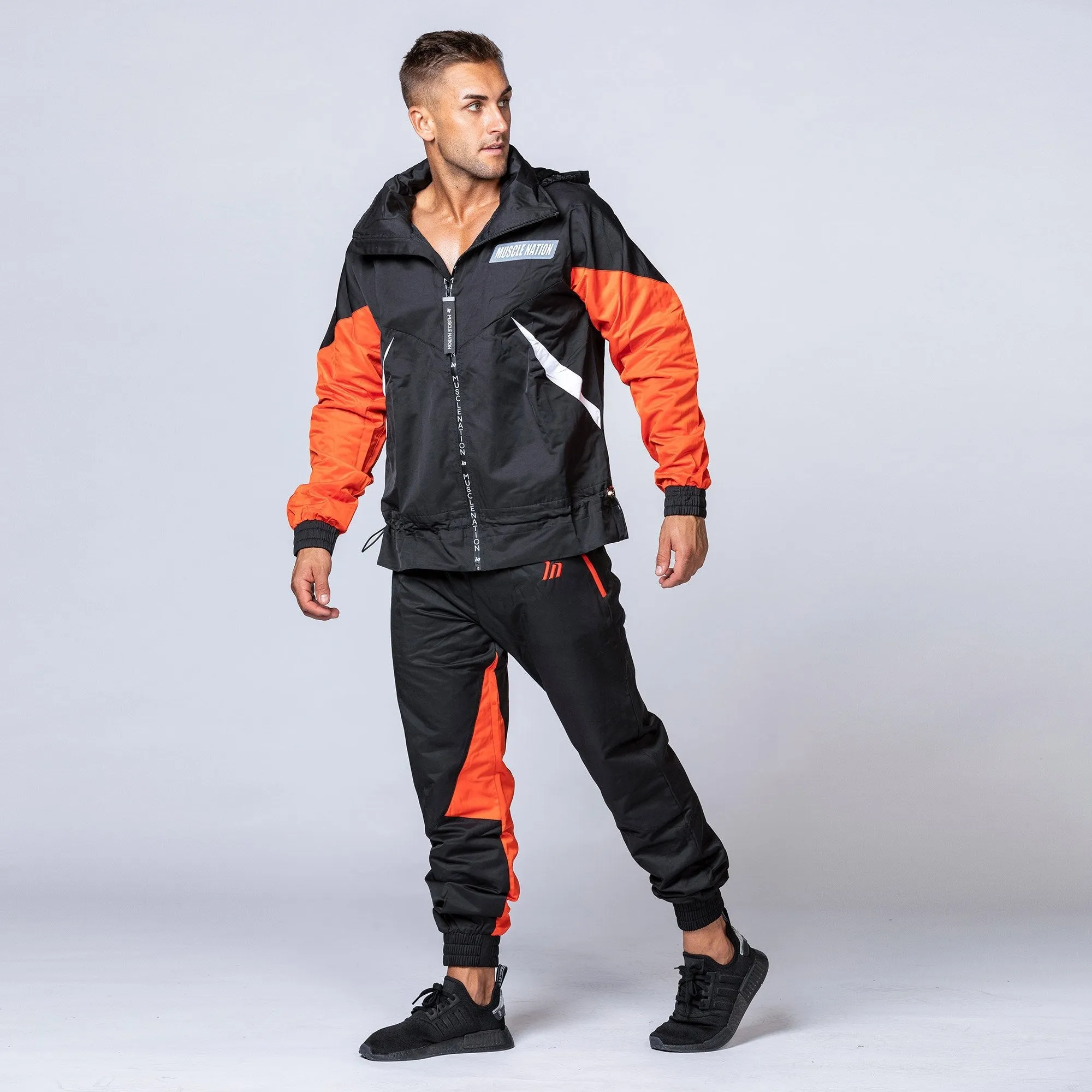 Unisex Retro Tracksuit Pants - Black / Blood Orange sold by Muscle Nation product image thumbnail 3