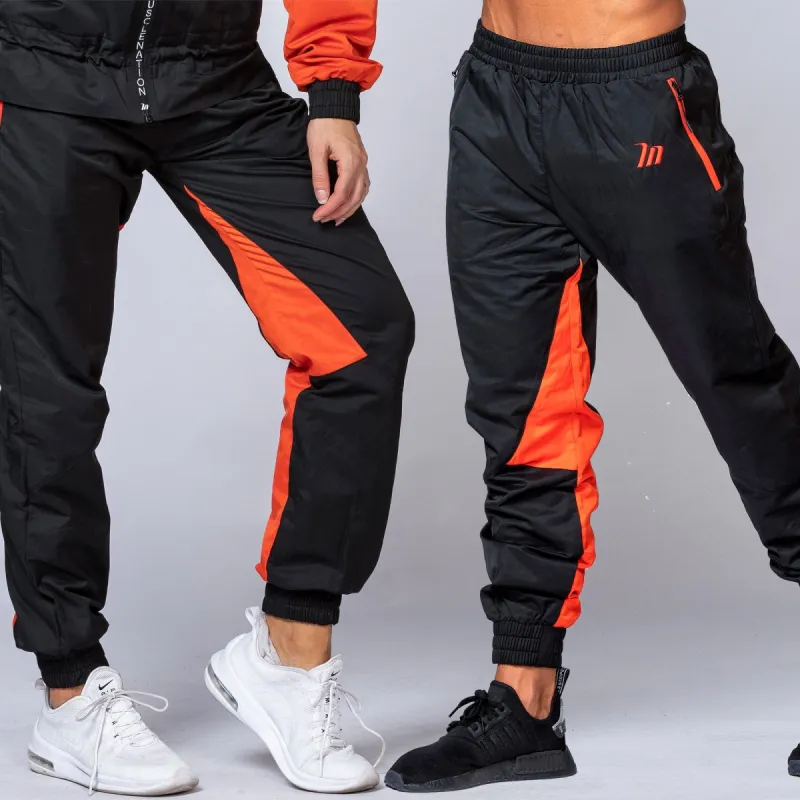 Unisex Retro Tracksuit Pants - Black / Blood Orange made by Muscle Nation