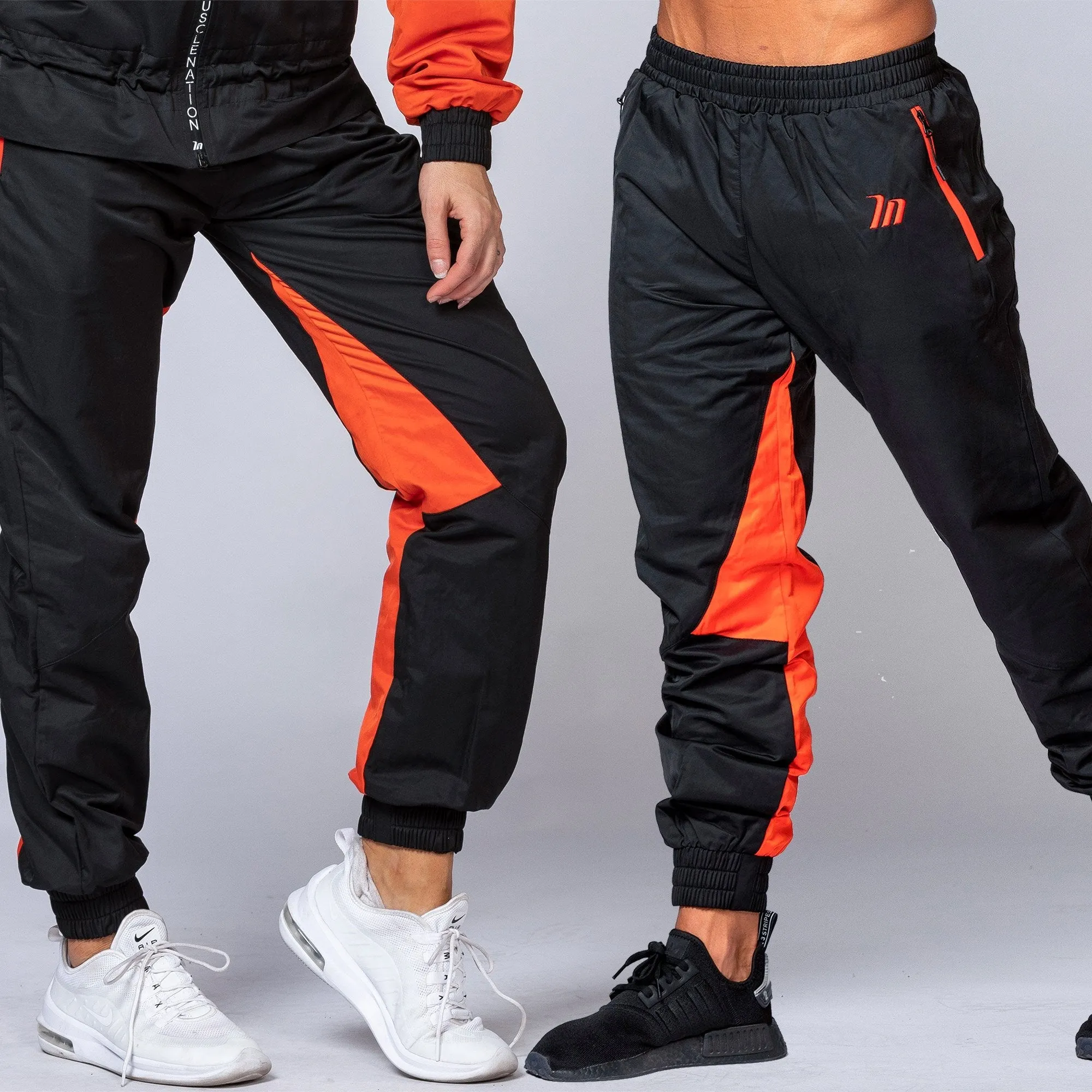 Unisex Retro Tracksuit Pants - Black / Blood Orange sold by Muscle Nation