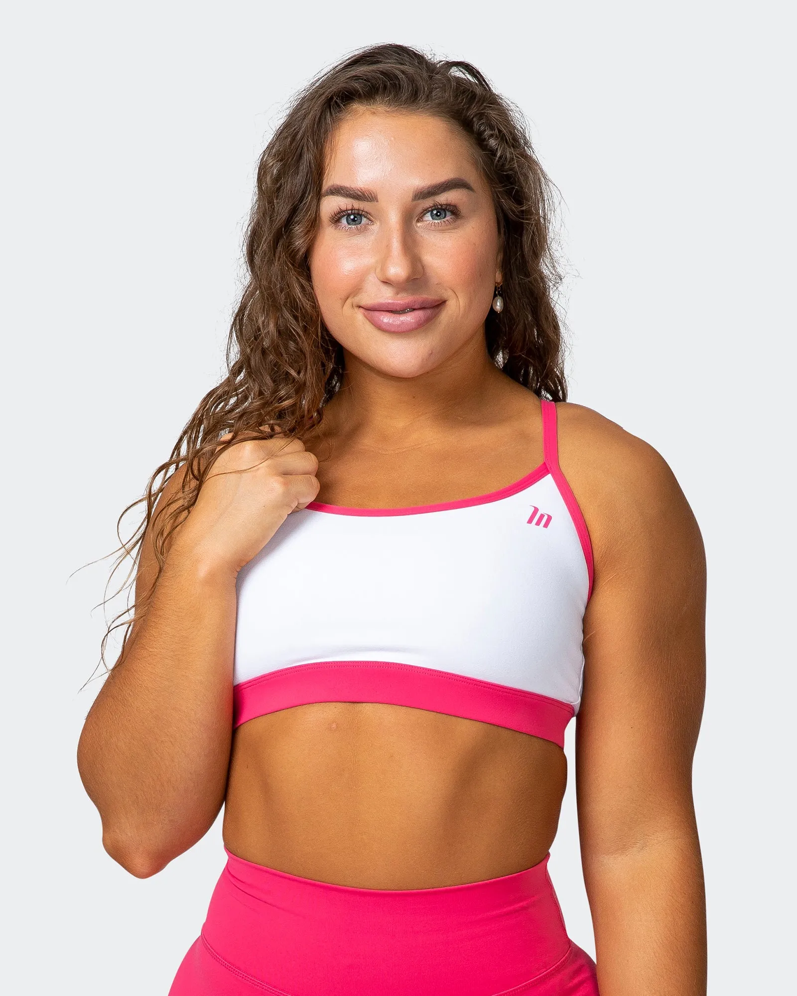 Rapid Bra - White / Flamingo sold by Muscle Nation