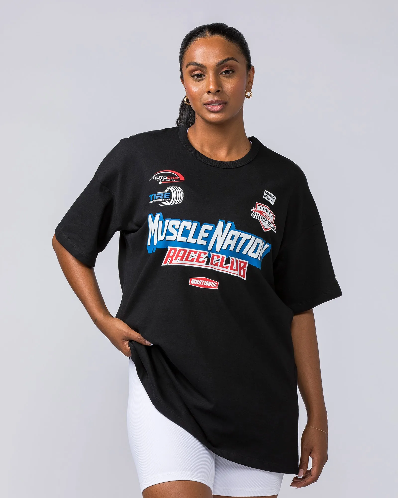 Womens Moto Oversized Heavy Tee - Black sold by Muscle Nation