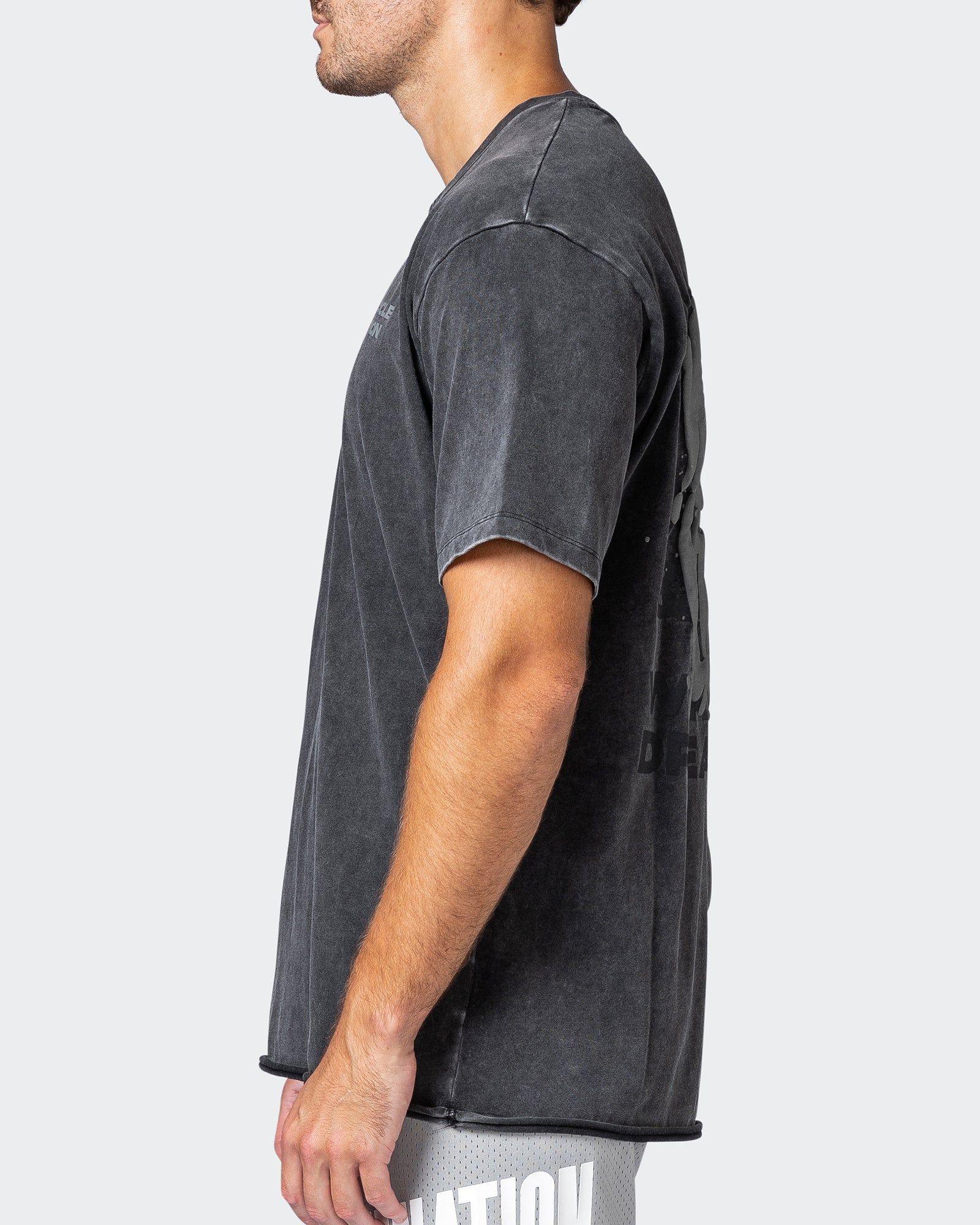 Mens MN Graffiti Oversized Heavy Vintage Tee - Washed Black / Carbon sold by Muscle Nation product image thumbnail 4