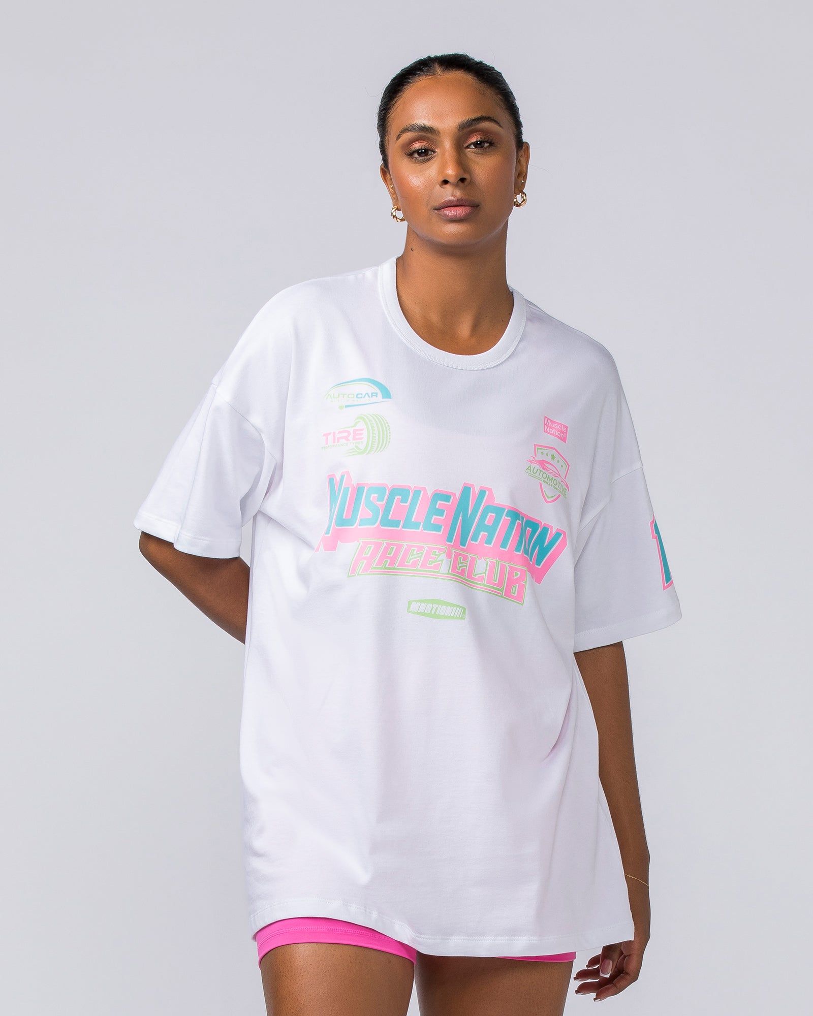 Womens Moto Oversized Tee - White sold by Muscle Nation product image thumbnail 2
