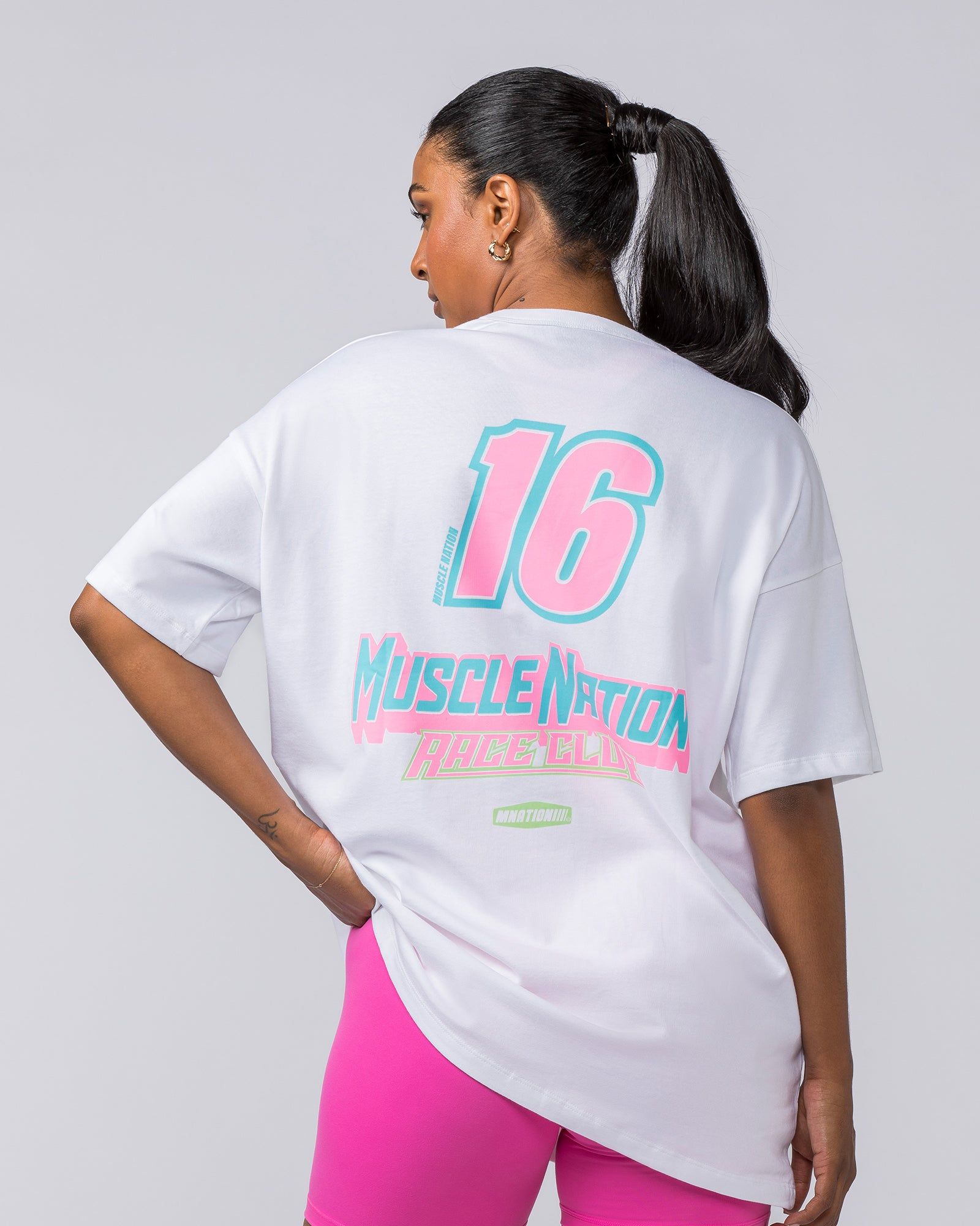 Womens Moto Oversized Tee - White sold by Muscle Nation
