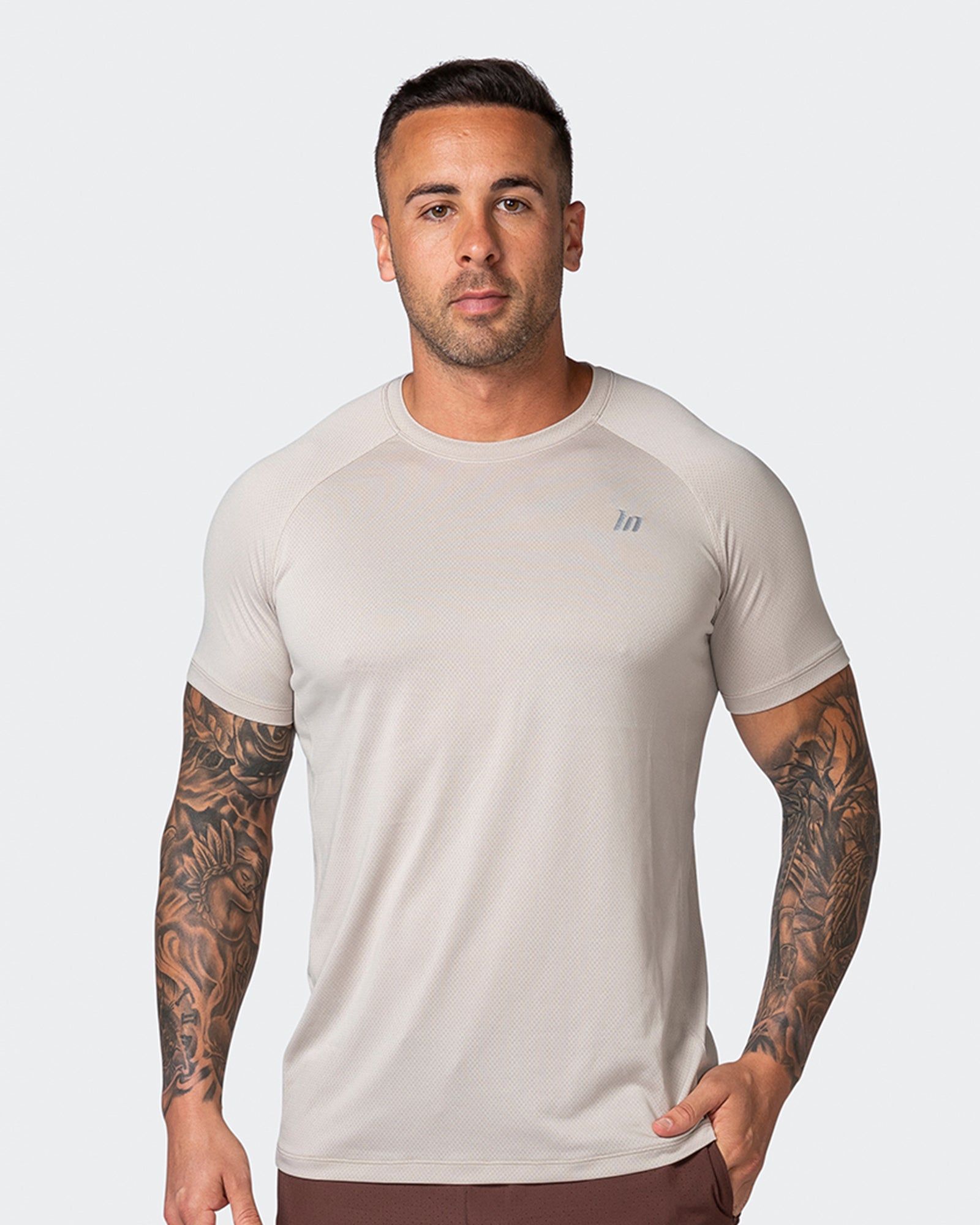 New Heights Running Tee - Bone sold by Muscle Nation
