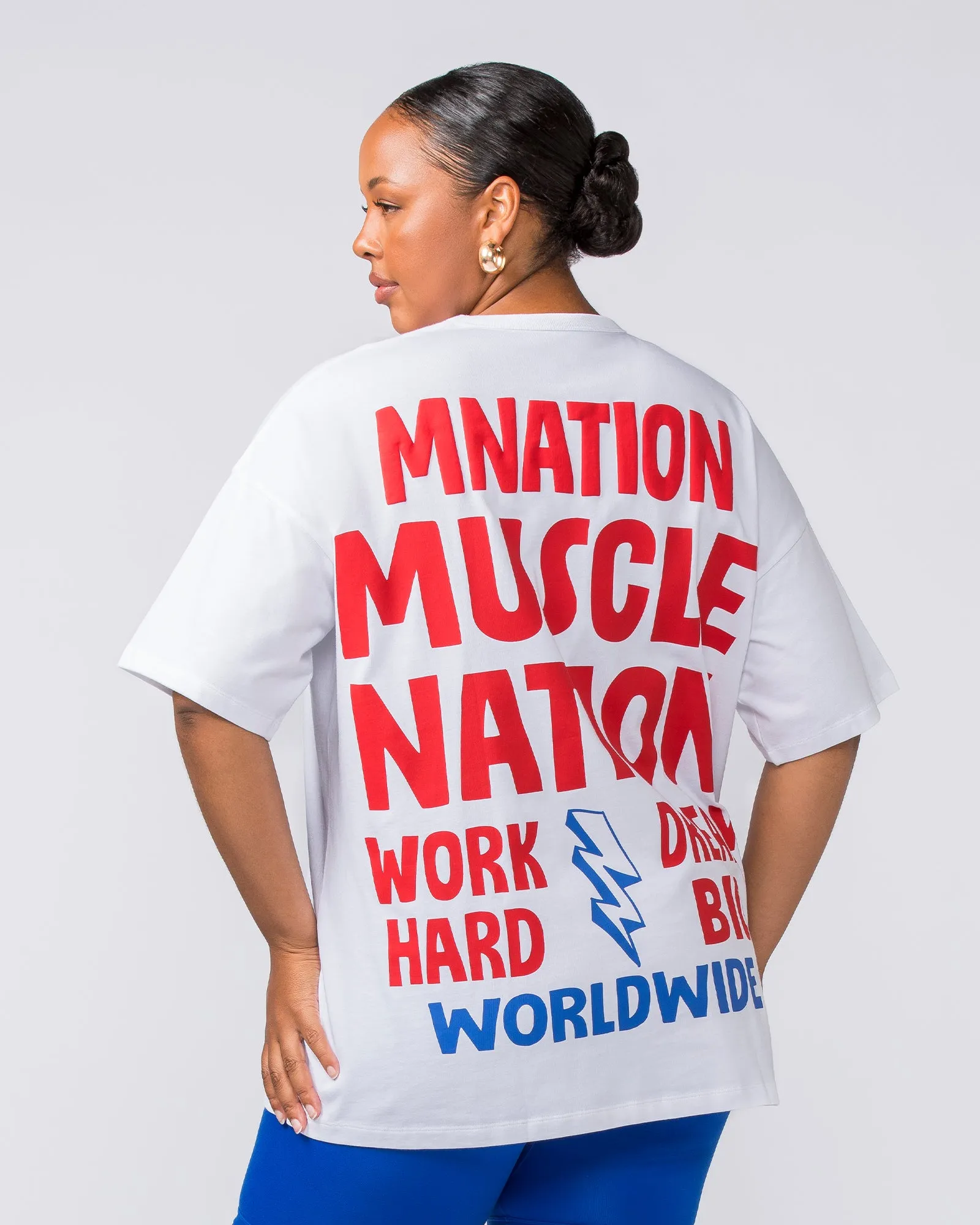 Womens Tour Oversized Heavy Tee - White sold by Muscle Nation