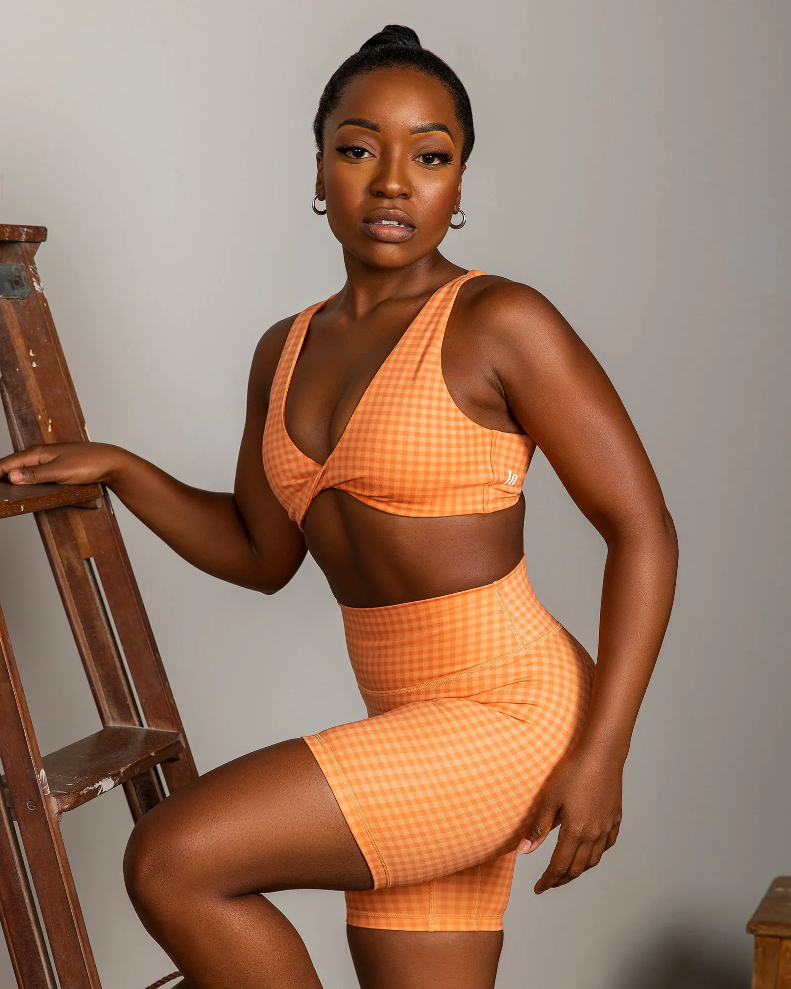 Demi Bralette - Peaches And Cream Check Print sold by Muscle Nation