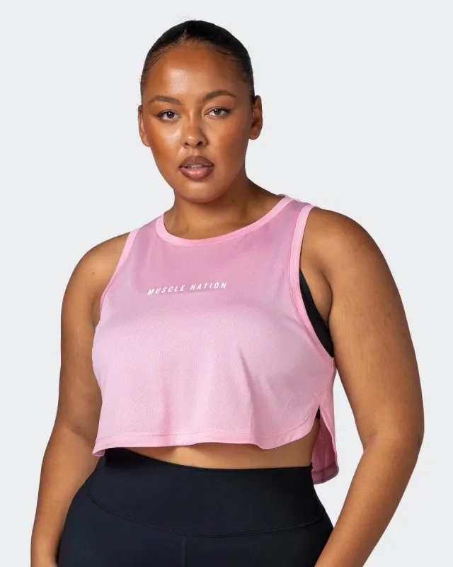 Limitless Cropped Training Tank - Strawberry Pink sold by Muscle Nation