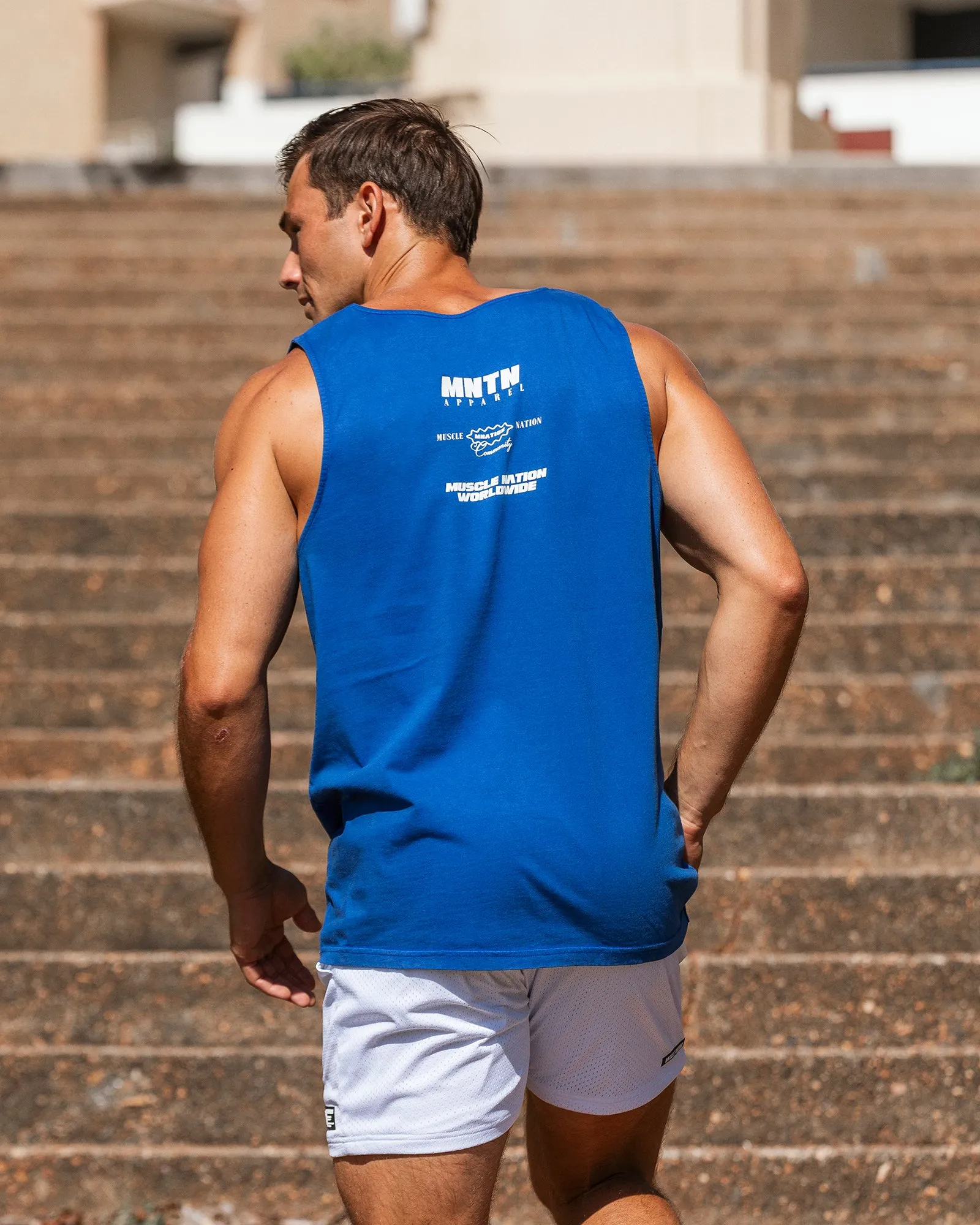H-Back Represent Tank - Washed Bondi Blue sold by Muscle Nation