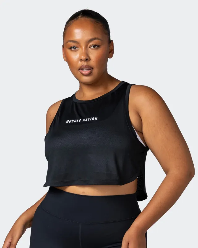 Limitless Cropped Training Tank - Black sold by Muscle Nation