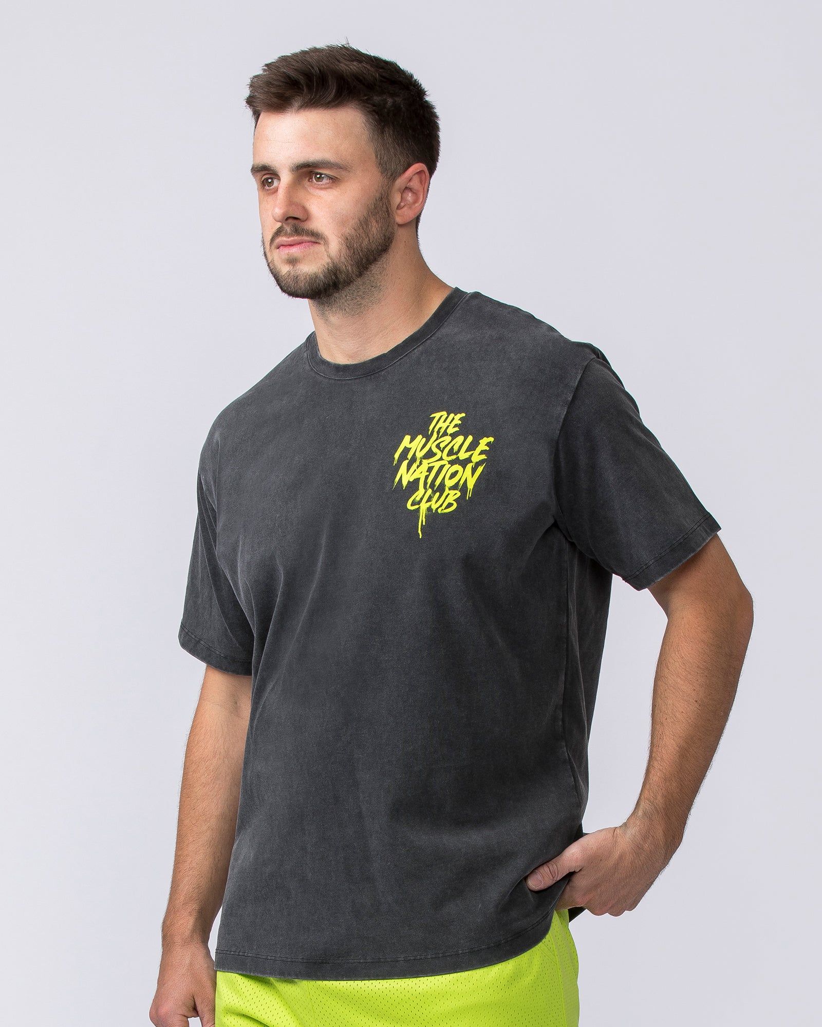 Mens Neon Rose Vintage Tee - Washed Black sold by Muscle Nation product image thumbnail 3