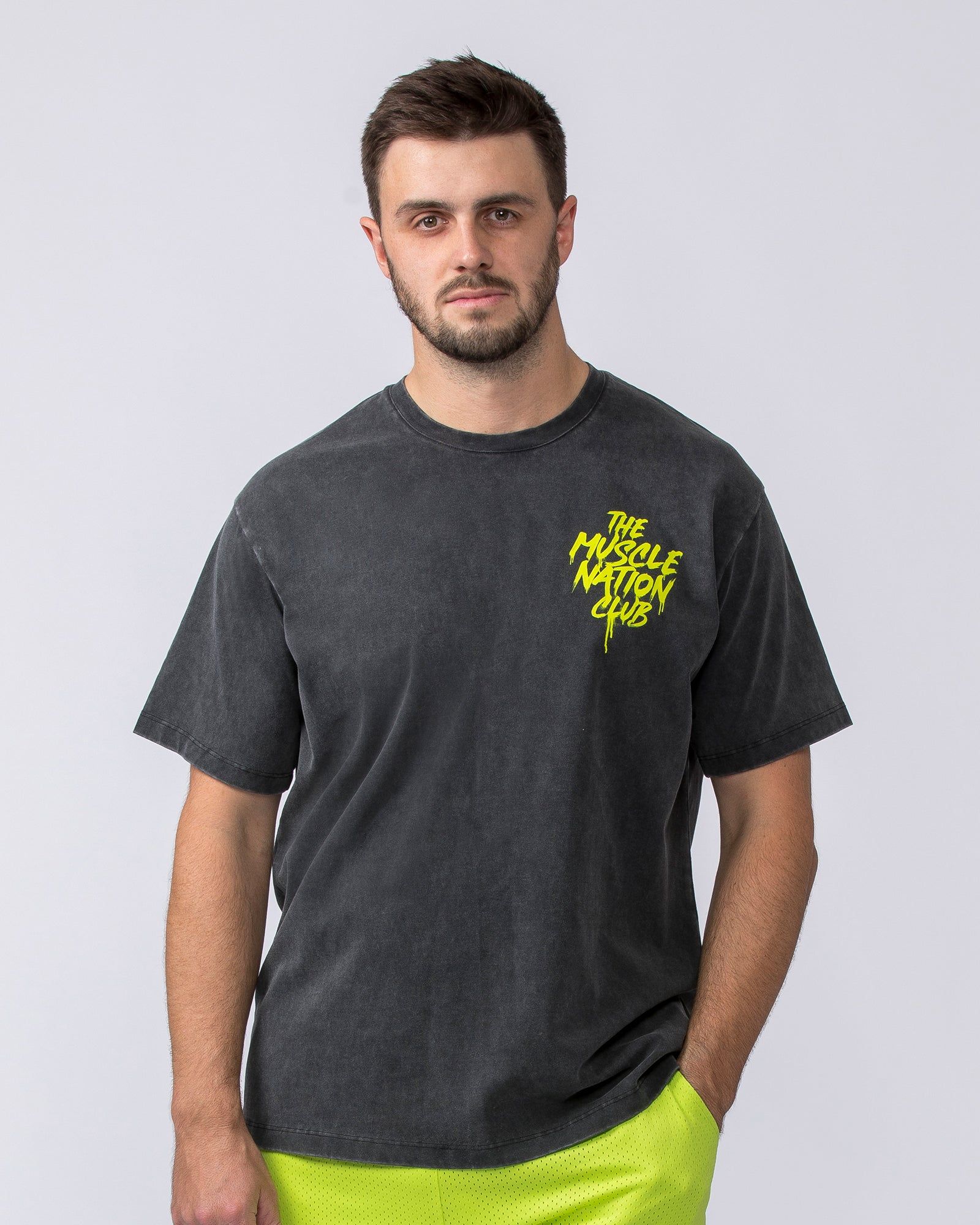 Mens Neon Rose Vintage Tee - Washed Black sold by Muscle Nation product image thumbnail 2
