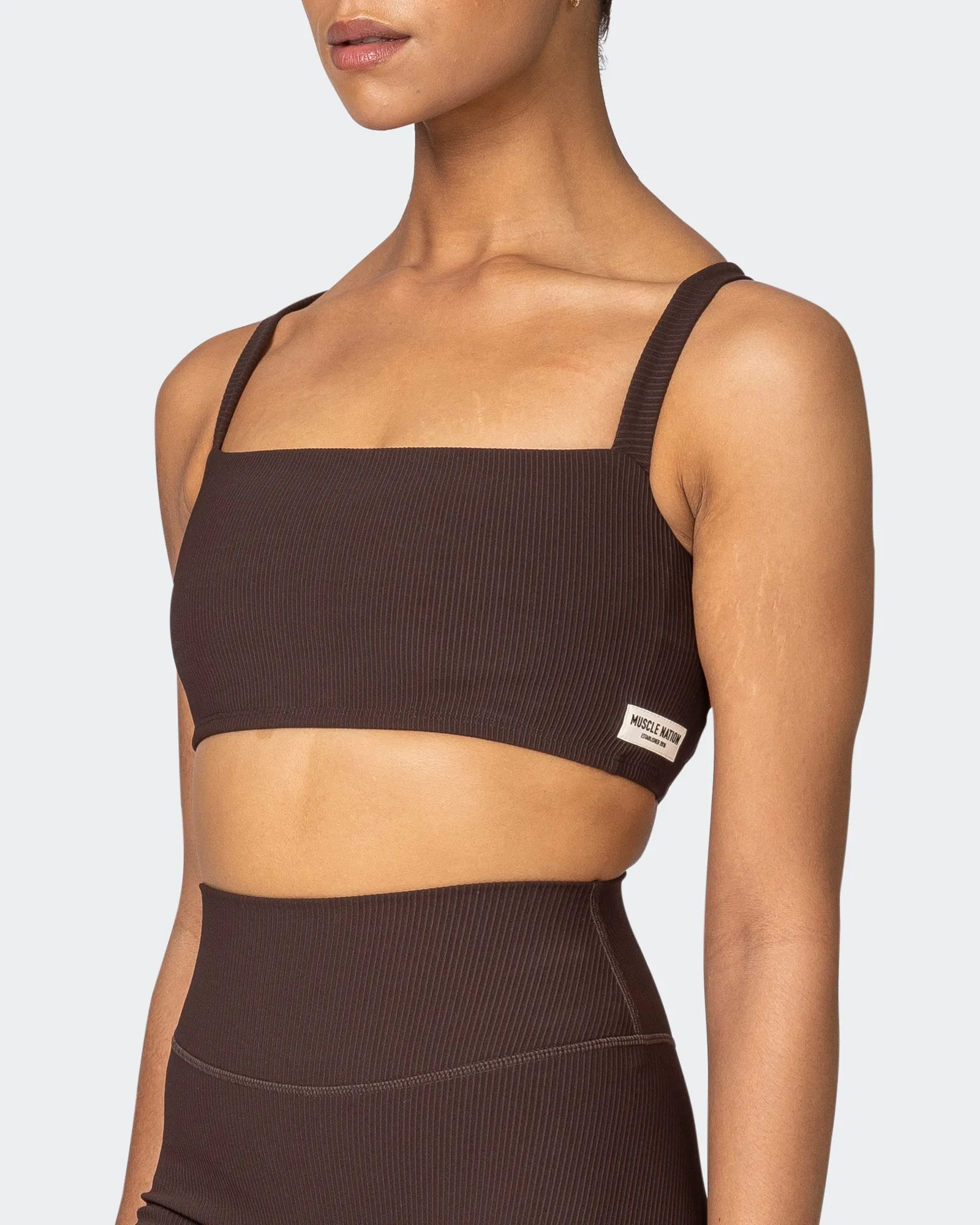 Twist Rib Bra - Cocoa sold by Muscle Nation product image thumbnail 3
