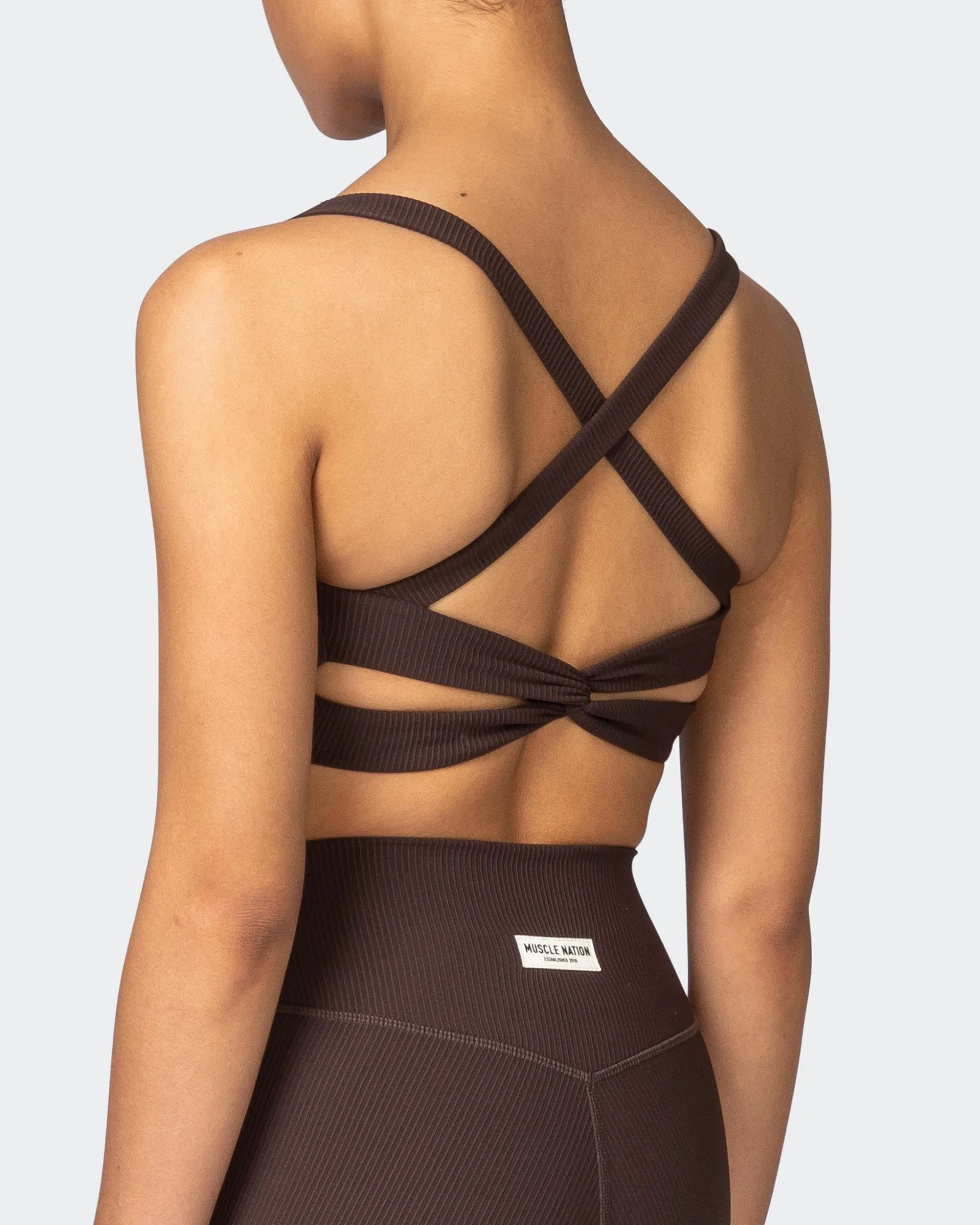 Twist Rib Bra - Cocoa sold by Muscle Nation product image thumbnail 5