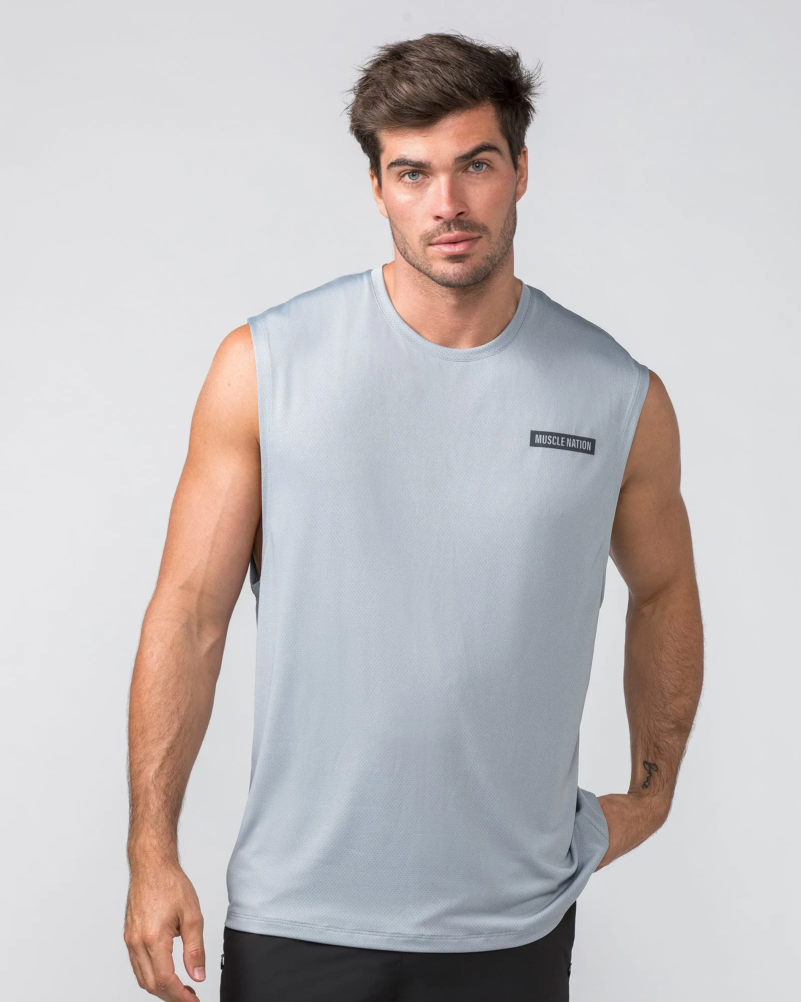 Relaxed Active Tank - Light Jet Grey sold by Muscle Nation