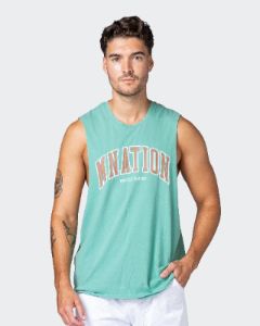 MNation Varsity Drop Arm Vintage Tank - Washed Mist sold by Muscle Nation
