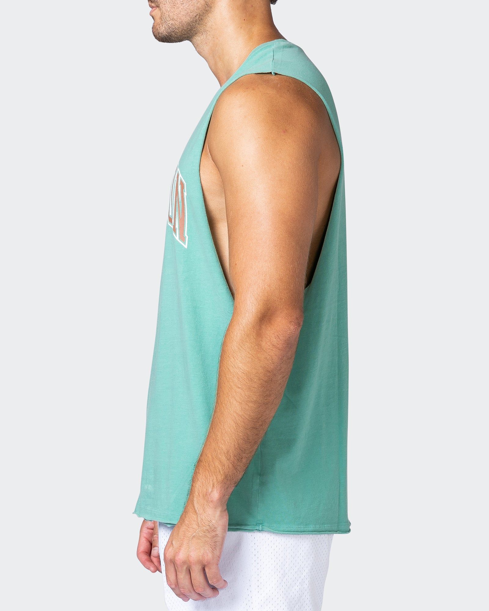 MNation Varsity Drop Arm Vintage Tank - Washed Mist sold by Muscle Nation product image thumbnail 5