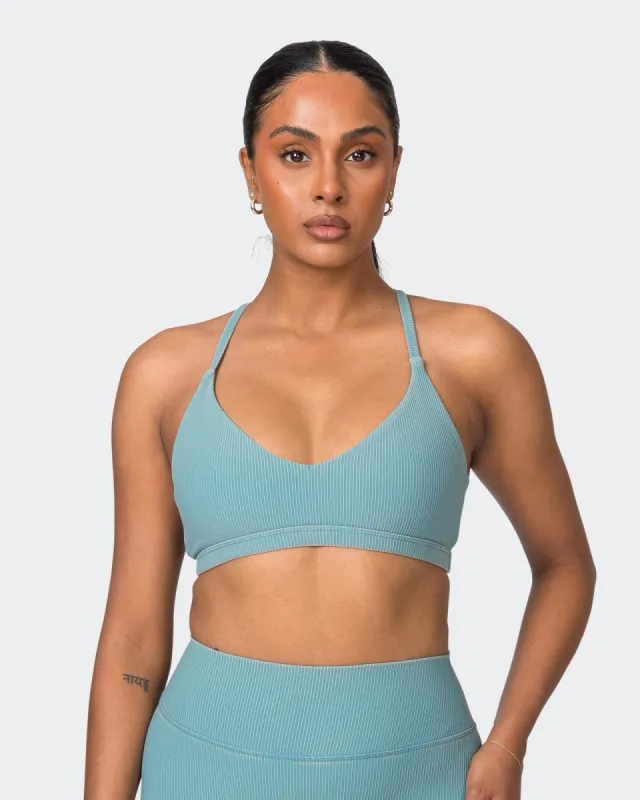 Levitate Vintage Rib Bralette - Washed Harbour sold by Muscle Nation